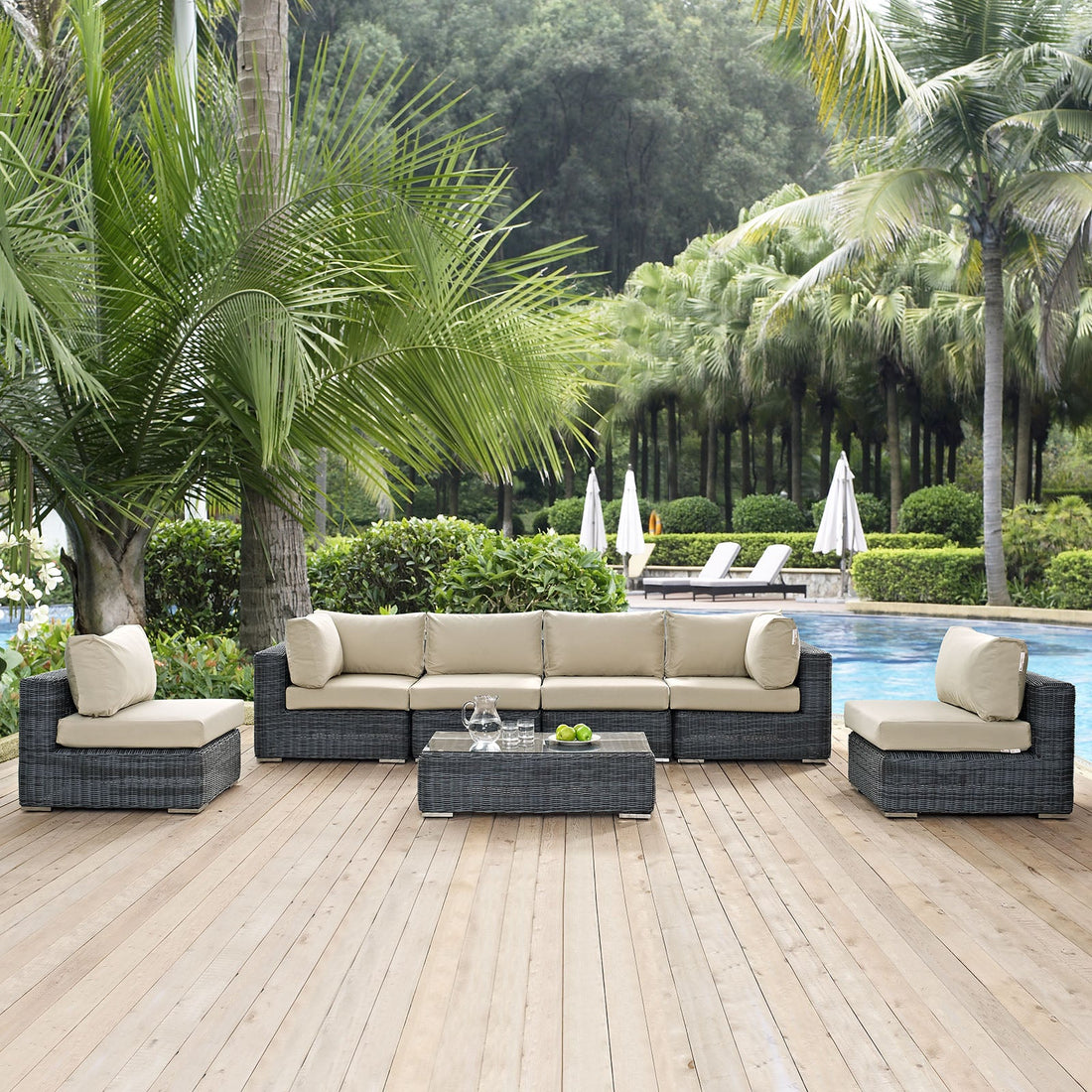 Summon 7 Piece Outdoor Patio Sunbrella® Sectional Set by Modway