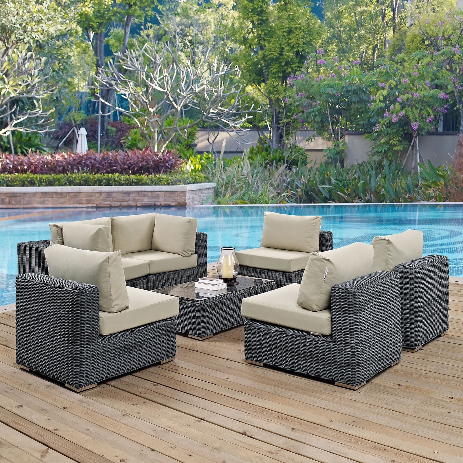 Summon 7 Piece Outdoor Patio Sunbrella® Sectional Set by Modway