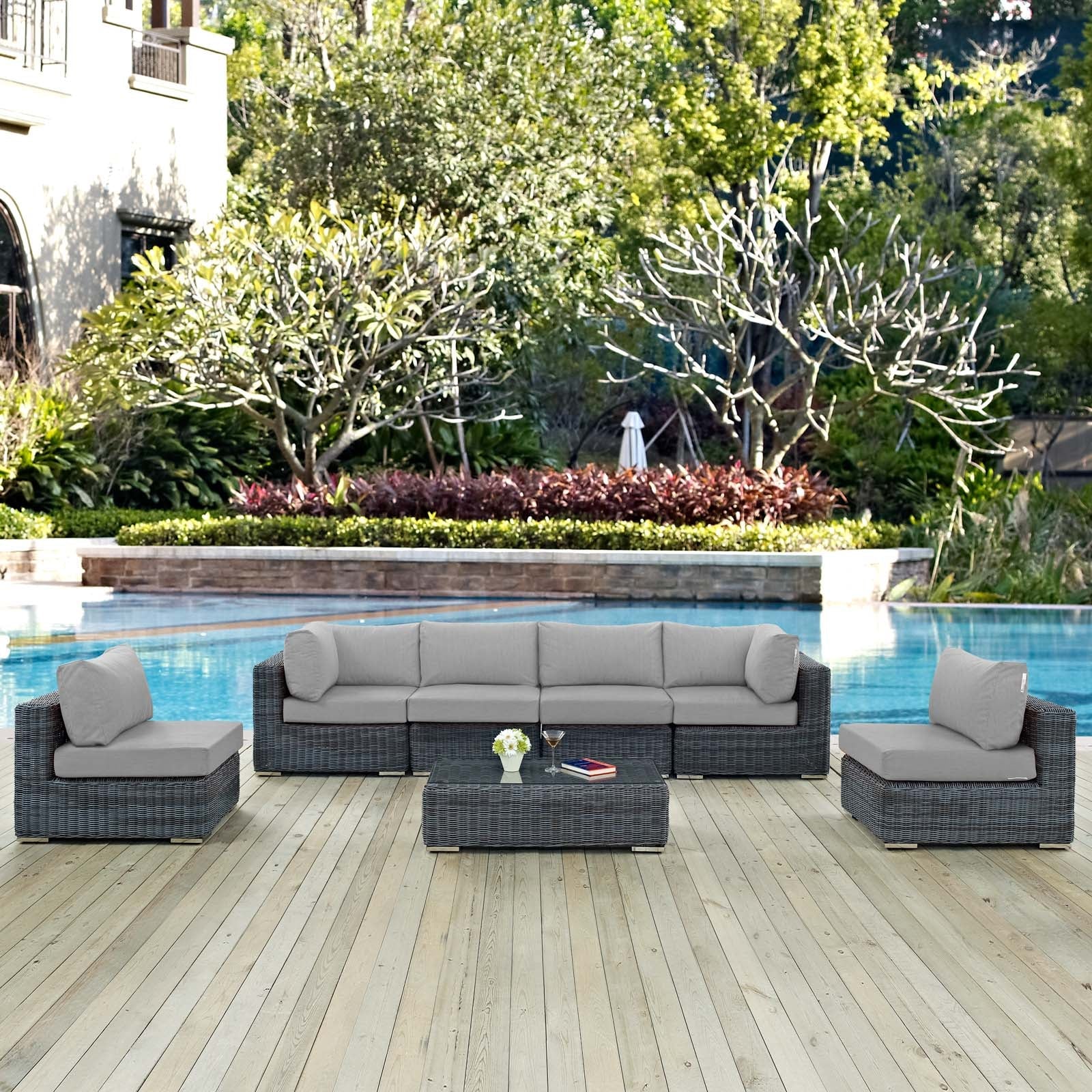 Summon 7 Piece Outdoor Patio Sunbrella® Sectional Set by Modway