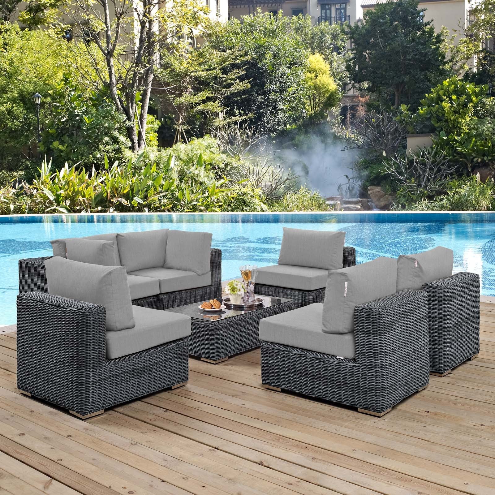 Summon 7 Piece Outdoor Patio Sunbrella® Sectional Set by Modway