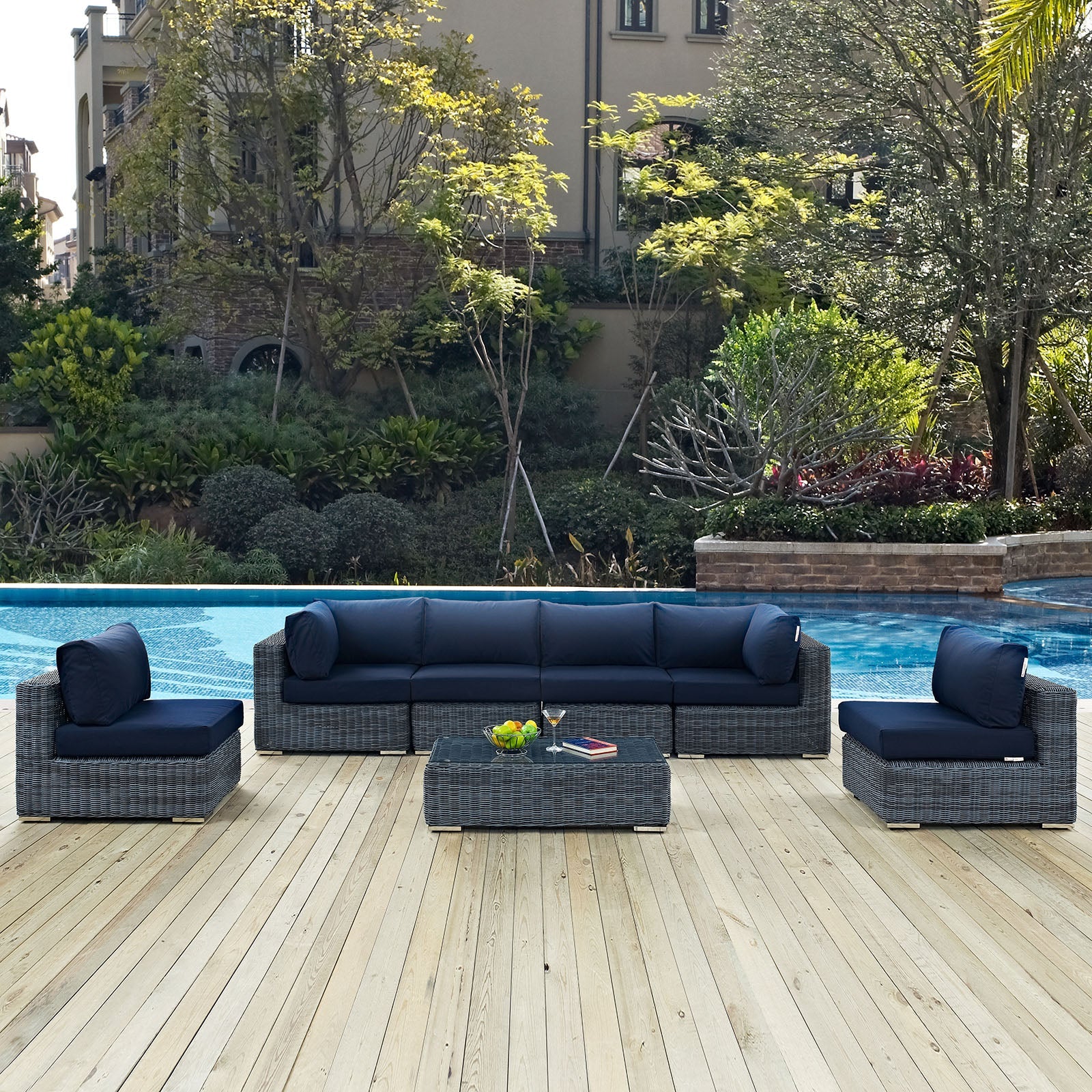 Summon 7 Piece Outdoor Patio Sunbrella® Sectional Set by Modway