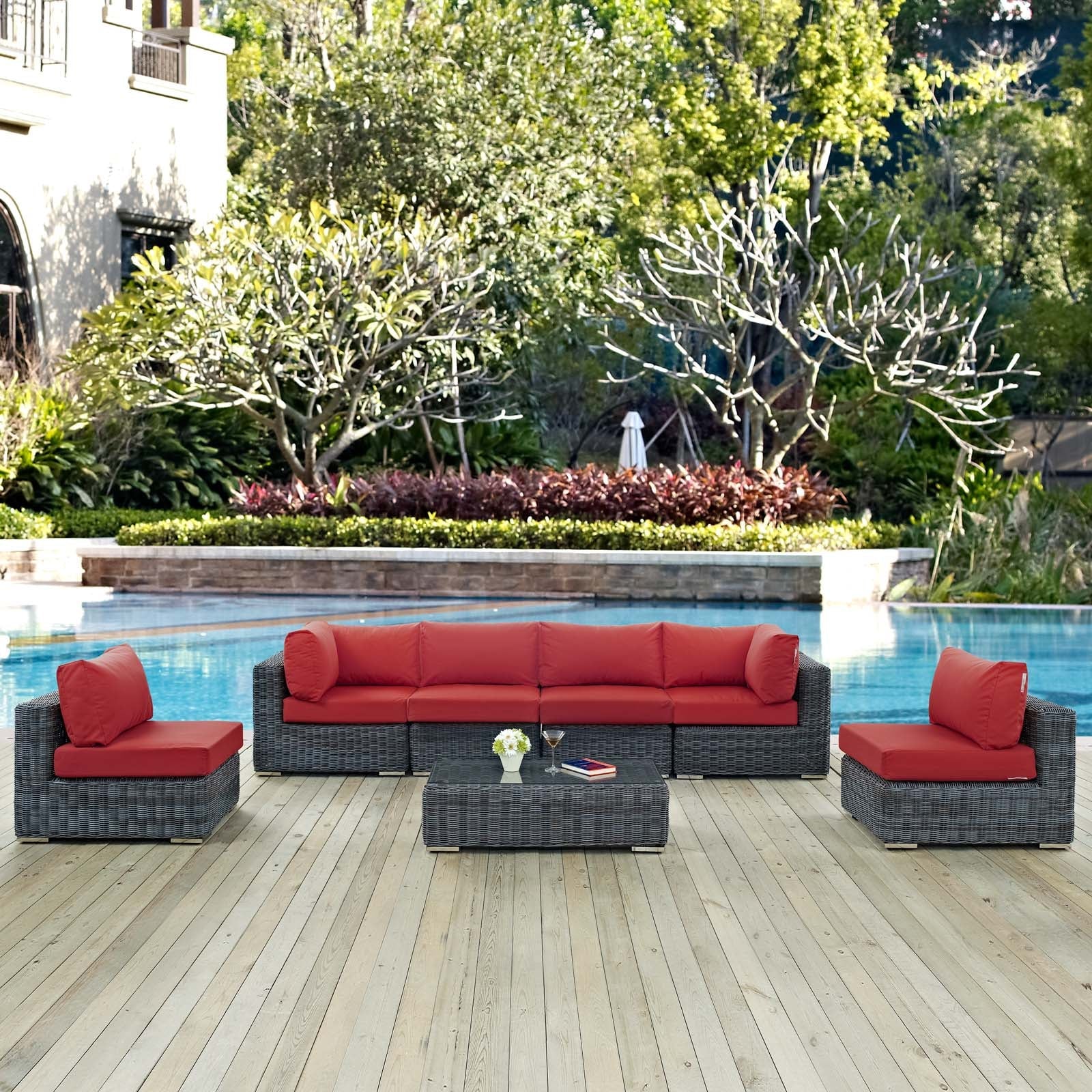 Summon 7 Piece Outdoor Patio Sunbrella® Sectional Set by Modway