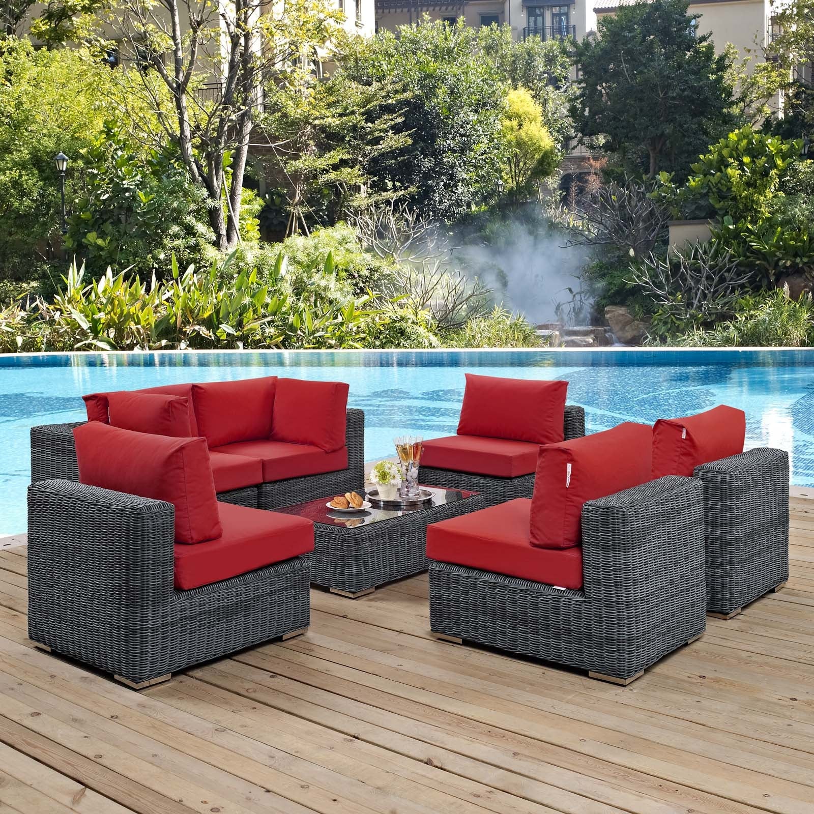 Summon 7 Piece Outdoor Patio Sunbrella® Sectional Set by Modway