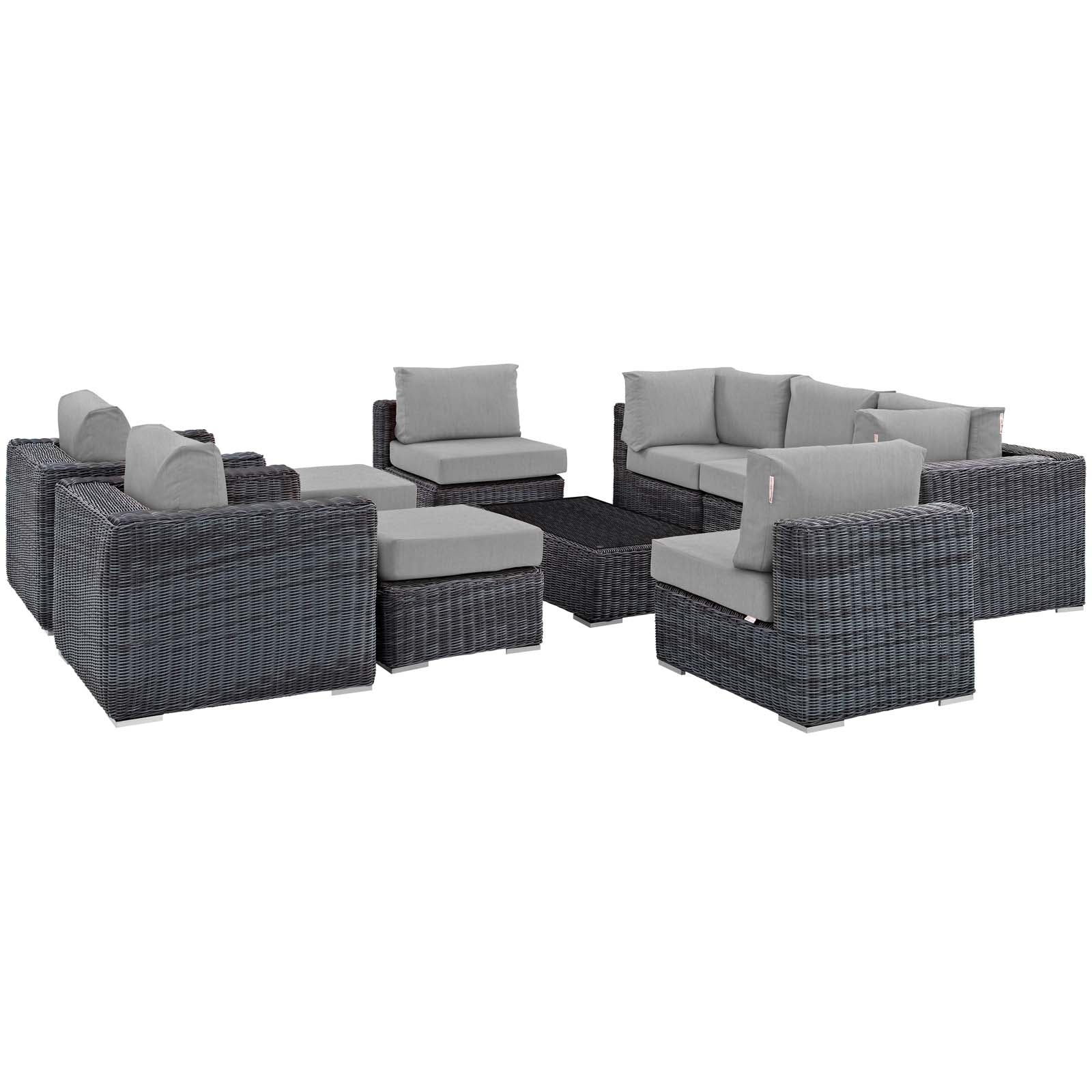 Summon 10 Piece Outdoor Patio Sunbrella® Sectional Set by Modway