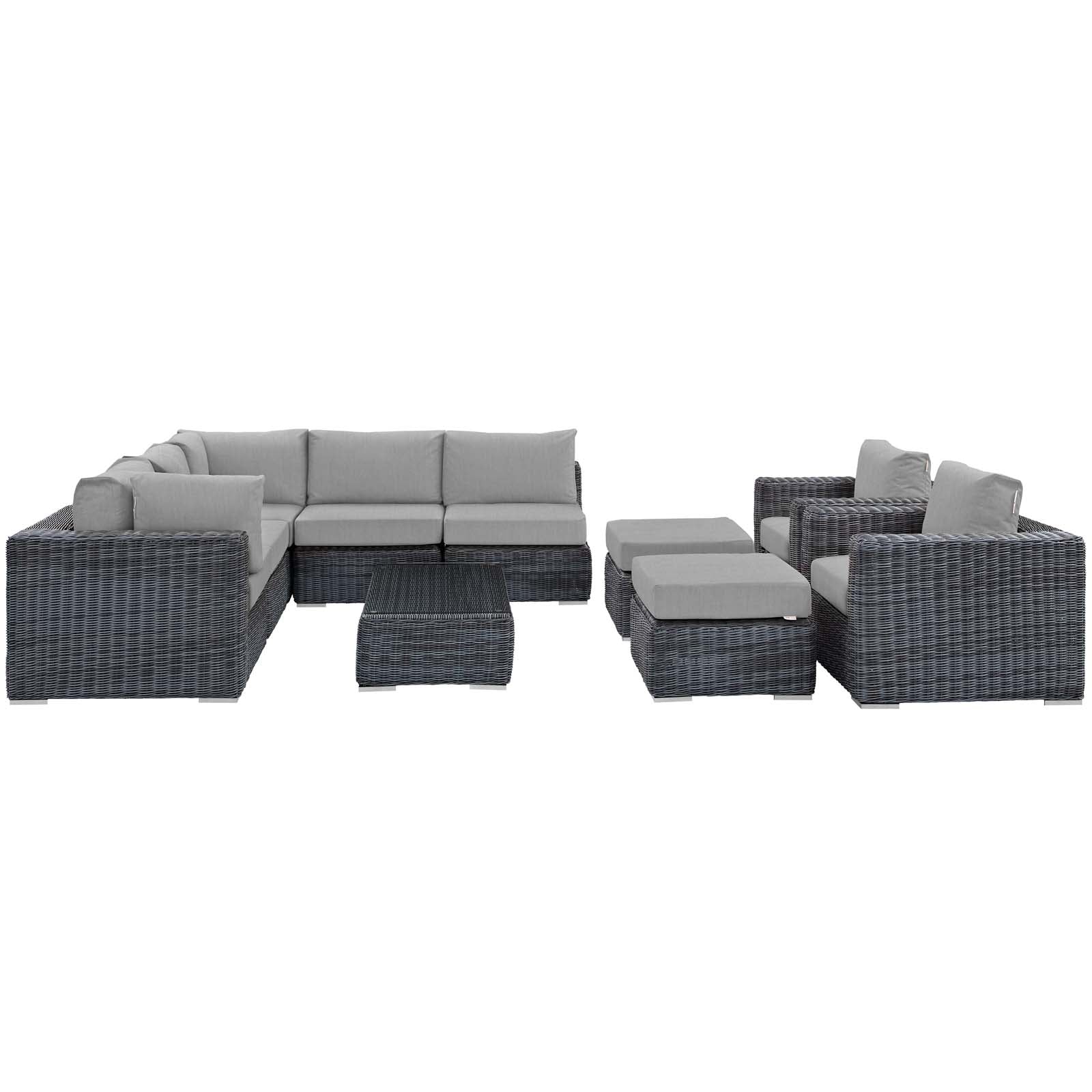 Summon 10 Piece Outdoor Patio Sunbrella® Sectional Set by Modway