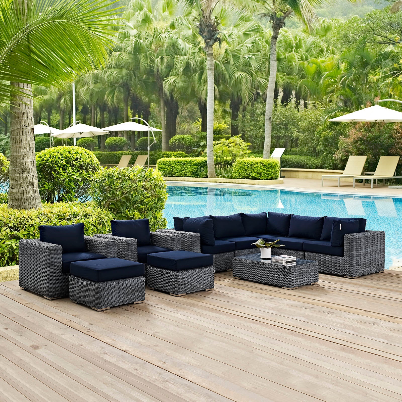 Summon 10 Piece Outdoor Patio Sunbrella® Sectional Set by Modway