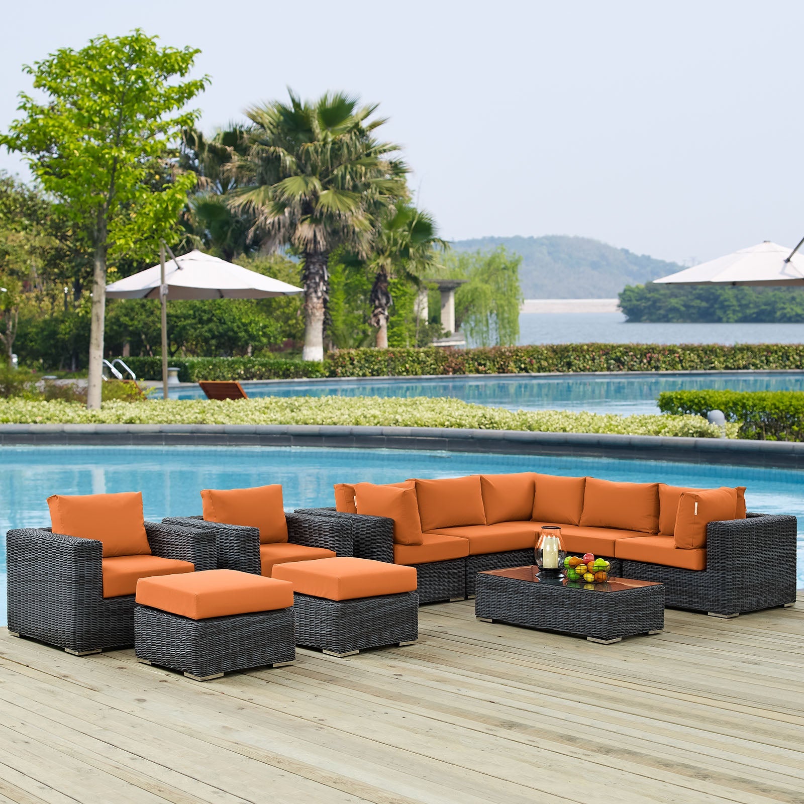 Summon 10 Piece Outdoor Patio Sunbrella® Sectional Set by Modway