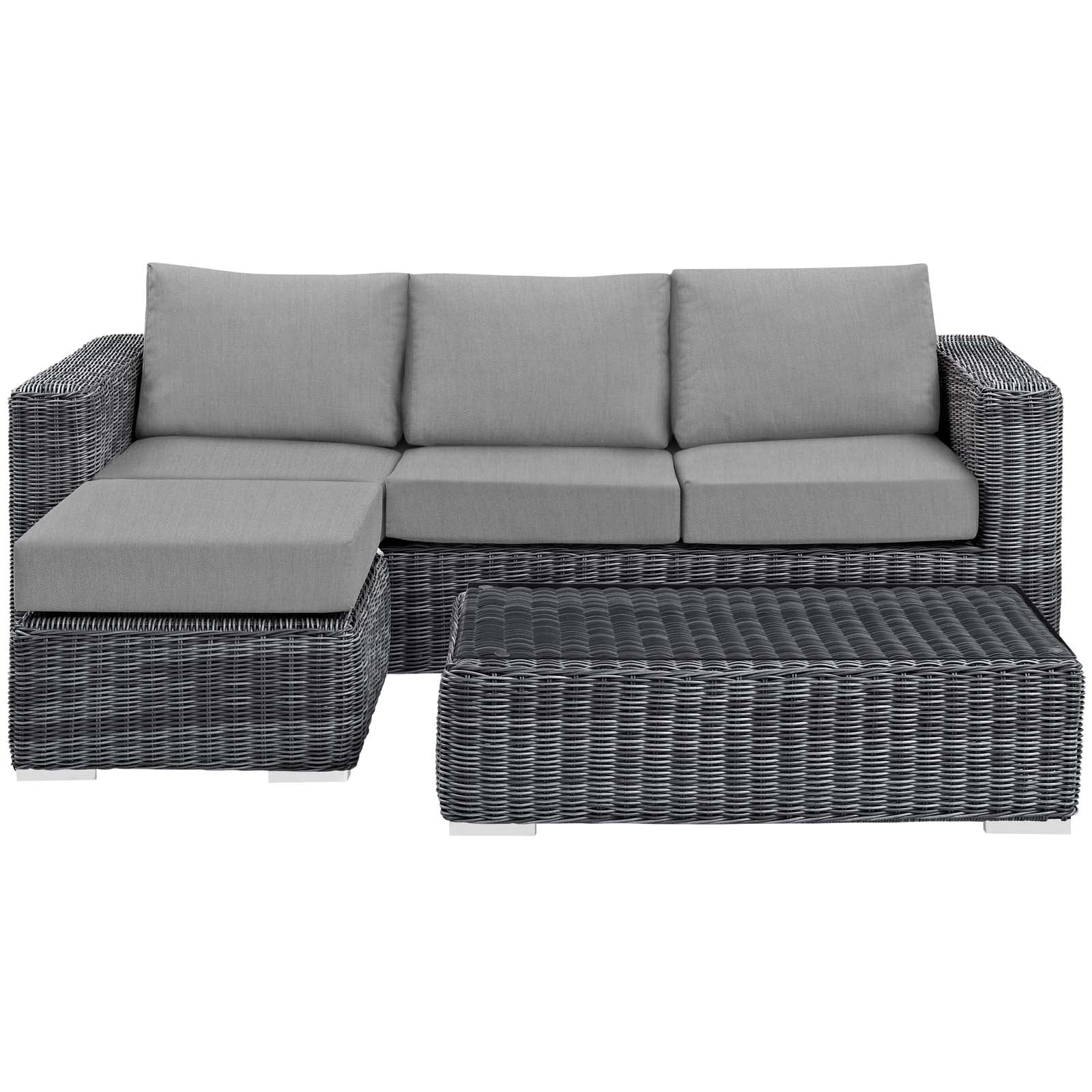 Summon 3 Piece Outdoor Patio Sunbrella® Sectional Set by Modway