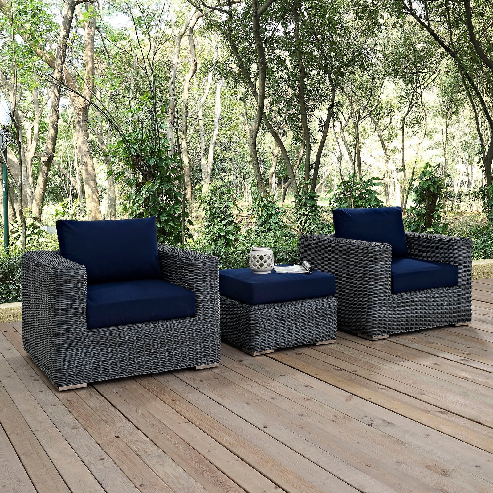 Summon 3 Piece Outdoor Patio Sunbrella® Sectional Set by Modway