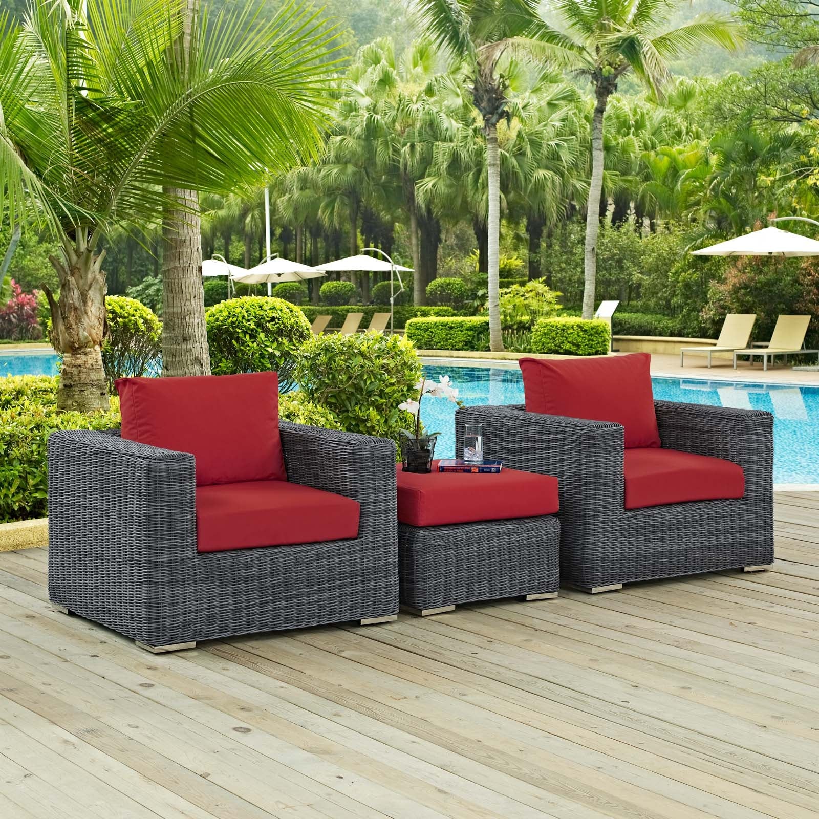 Summon 3 Piece Outdoor Patio Sunbrella® Sectional Set by Modway