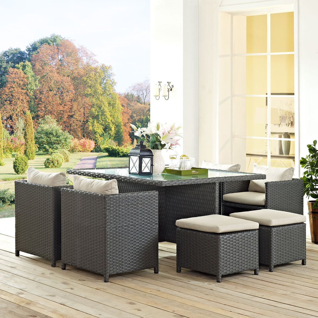 Sojourn 9 Piece Outdoor Patio Sunbrella® Dining Set by Modway