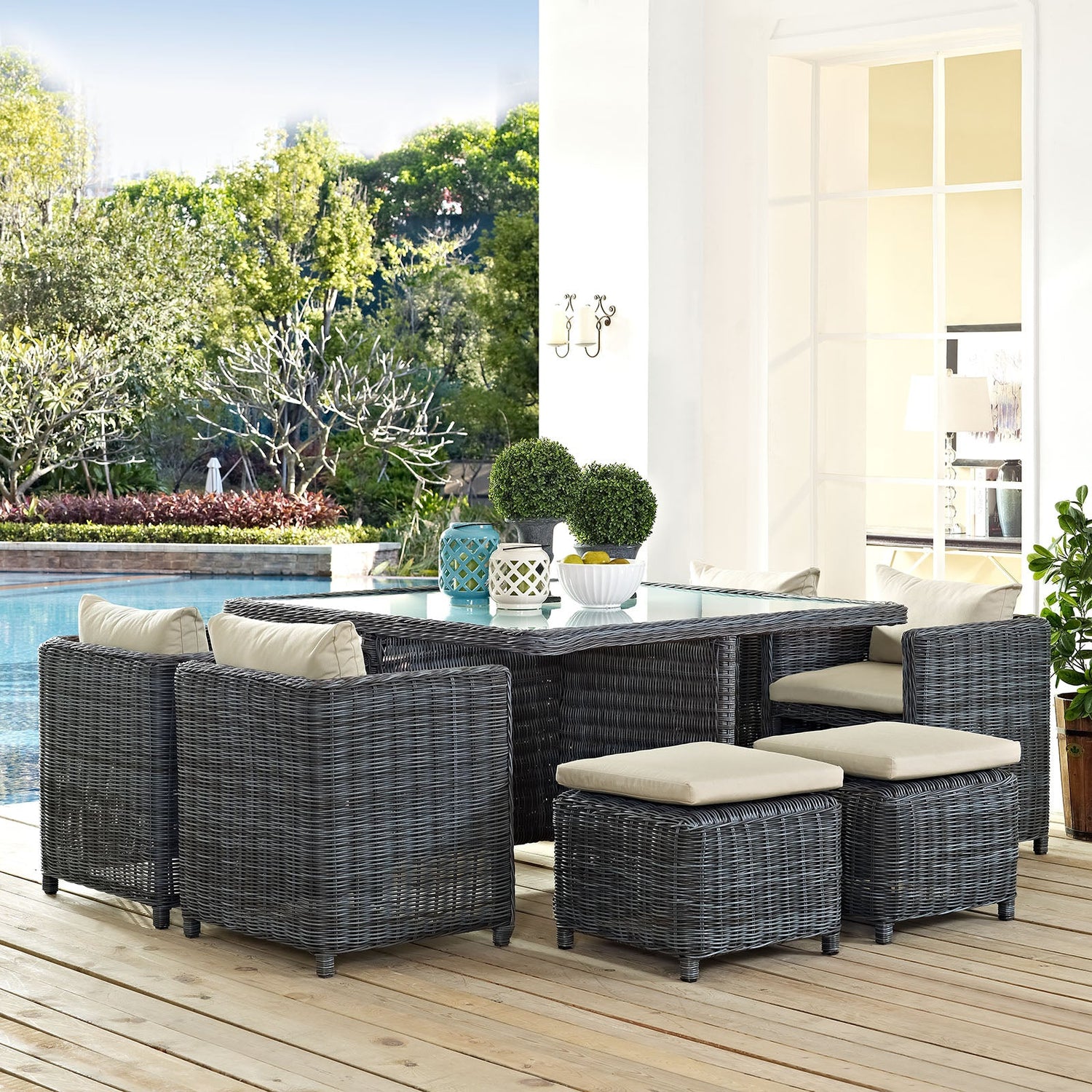 Summon 9 Piece Outdoor Patio Sunbrella® Dining Set by Modway