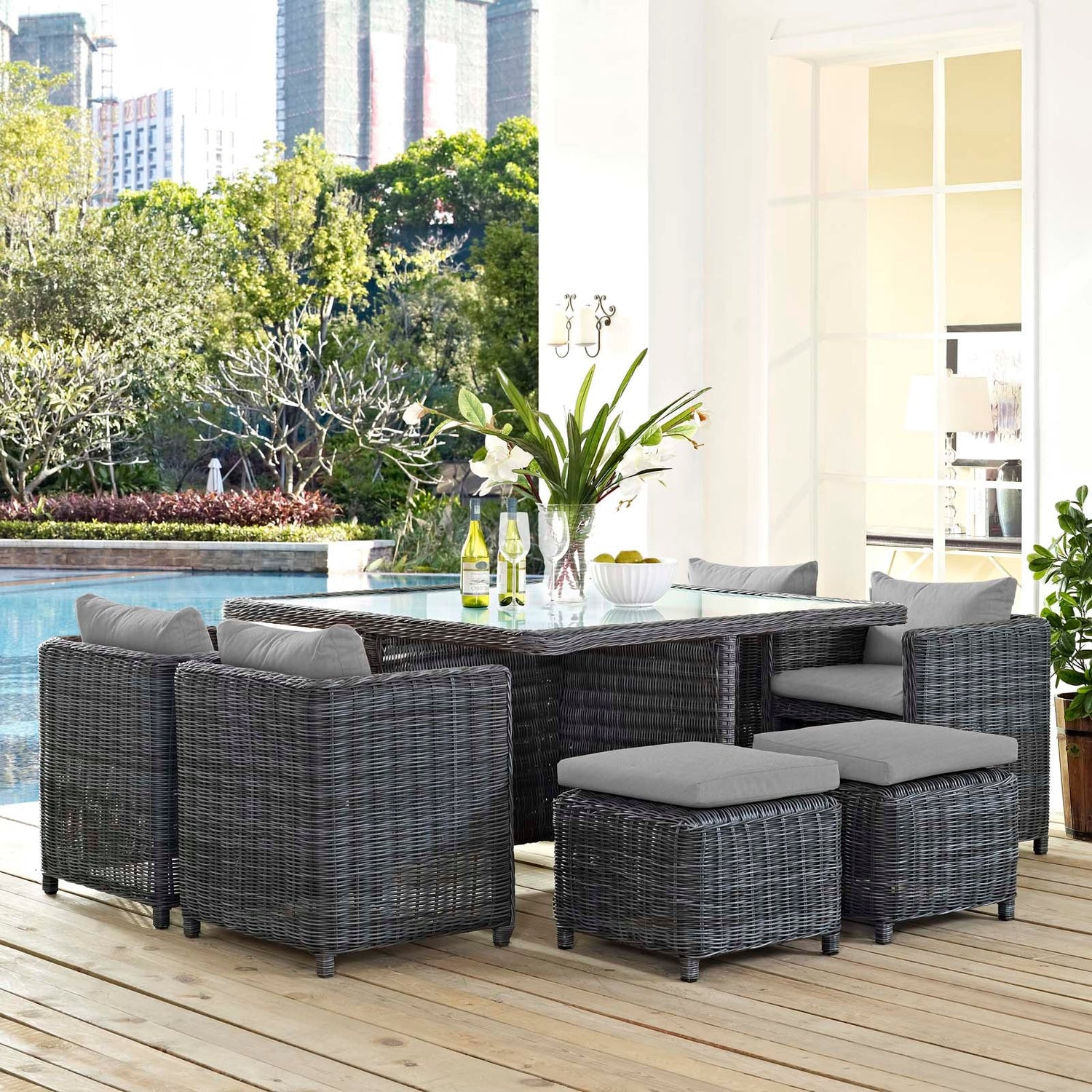 Summon 9 Piece Outdoor Patio Sunbrella® Dining Set by Modway