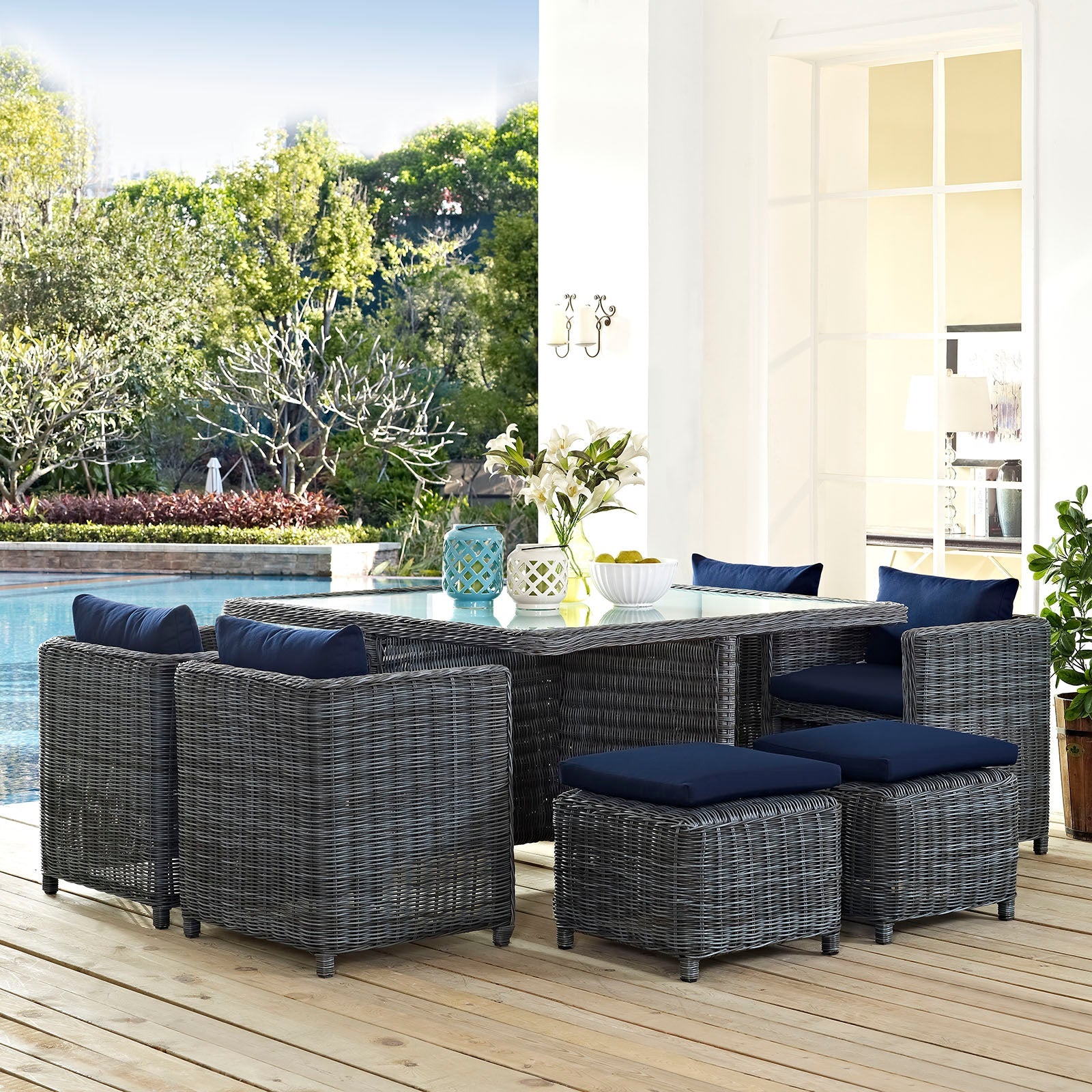 Summon 9 Piece Outdoor Patio Sunbrella® Dining Set by Modway