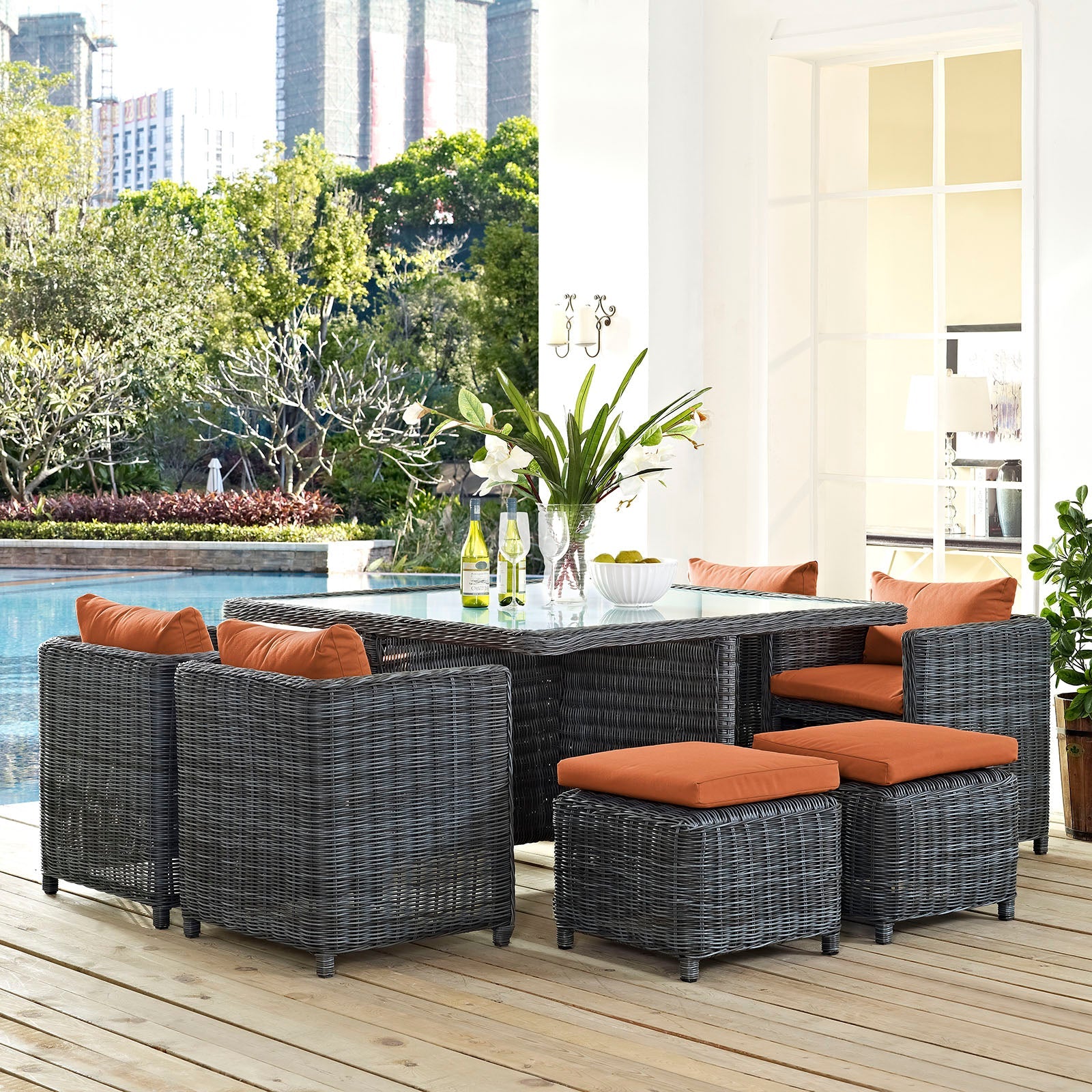 Summon 9 Piece Outdoor Patio Sunbrella® Dining Set by Modway