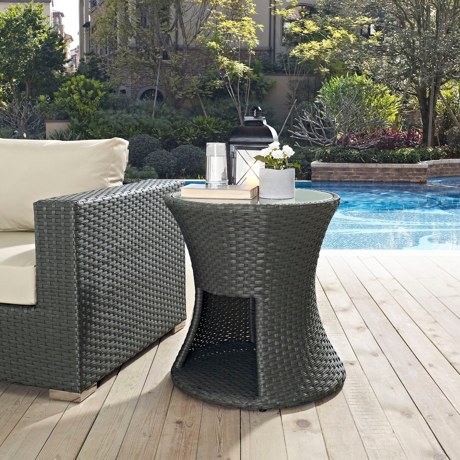 Sojourn Round Outdoor Patio Side Table by Modway