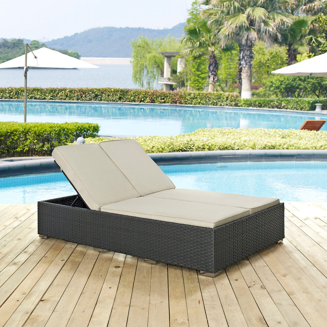 Sojourn Outdoor Patio Sunbrella® Double Chaise by Modway