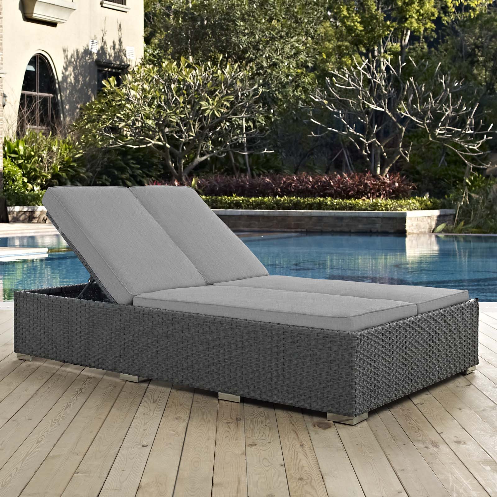 Sojourn Outdoor Patio Sunbrella® Double Chaise by Modway