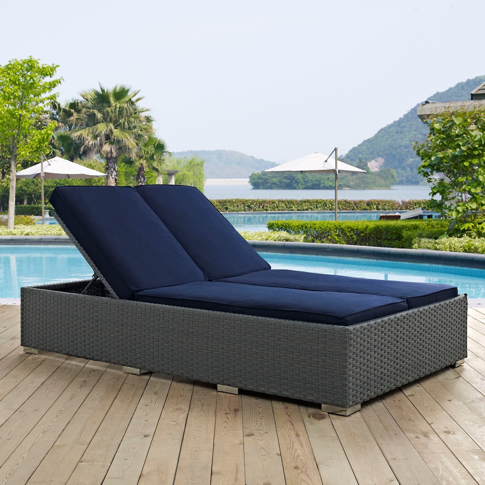 Sojourn Outdoor Patio Sunbrella® Double Chaise by Modway