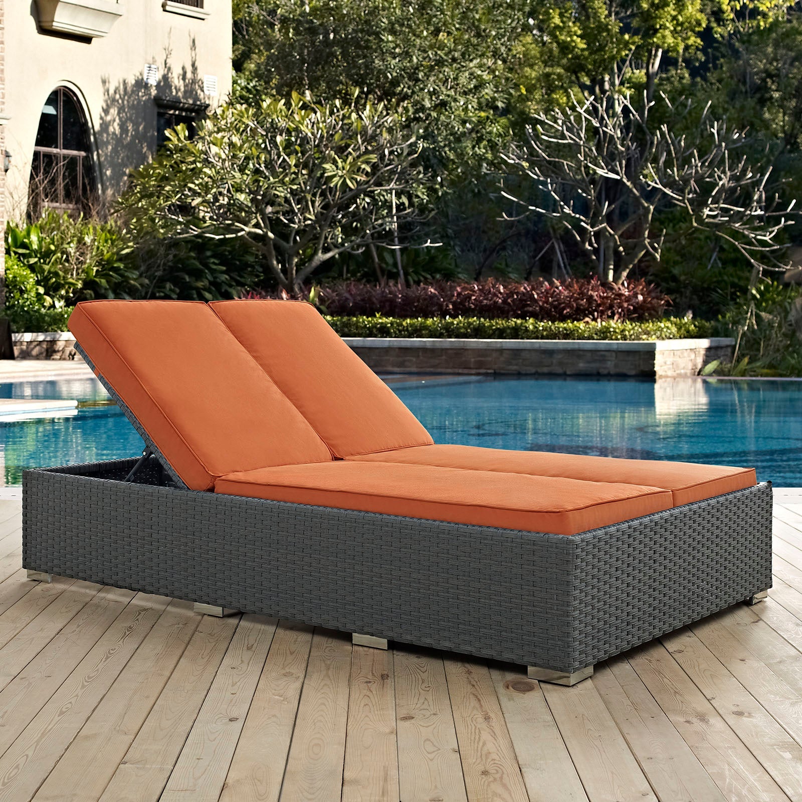Sojourn Outdoor Patio Sunbrella® Double Chaise by Modway