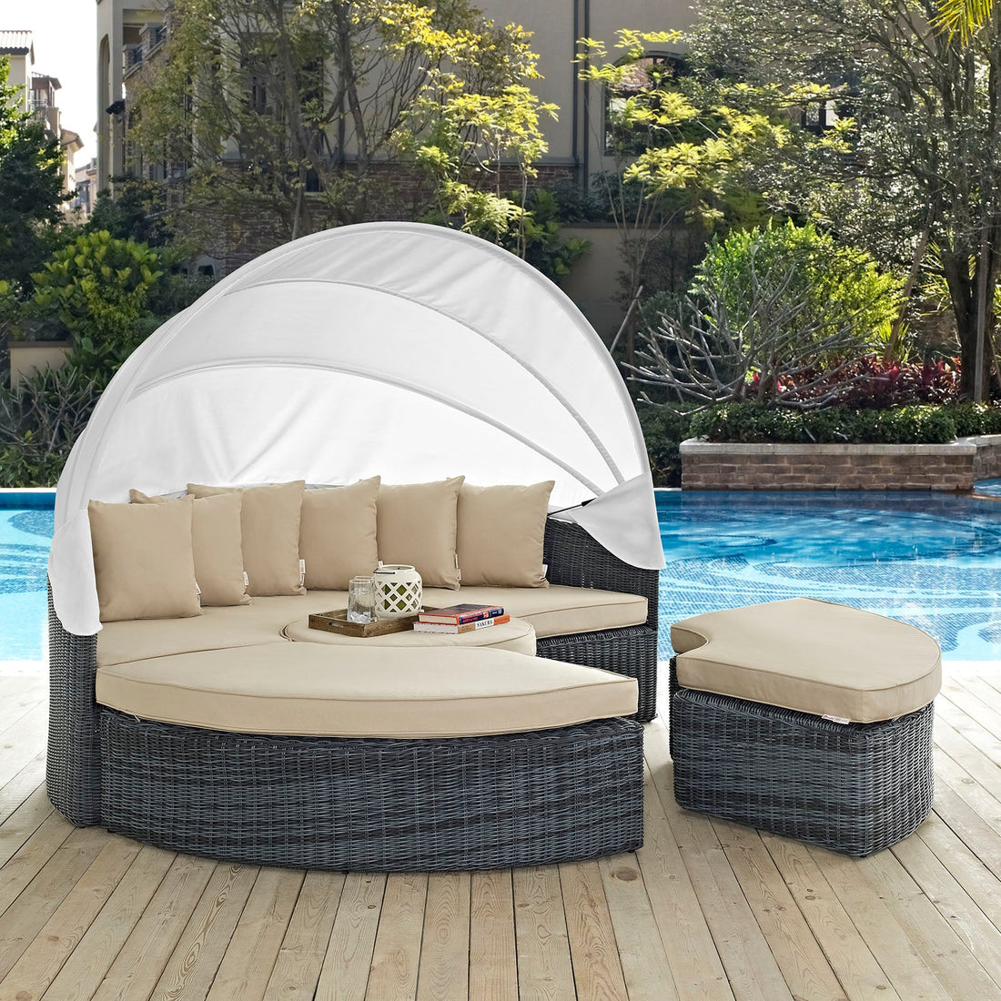 Summon Canopy Outdoor Patio Sunbrella® Daybed by Modway