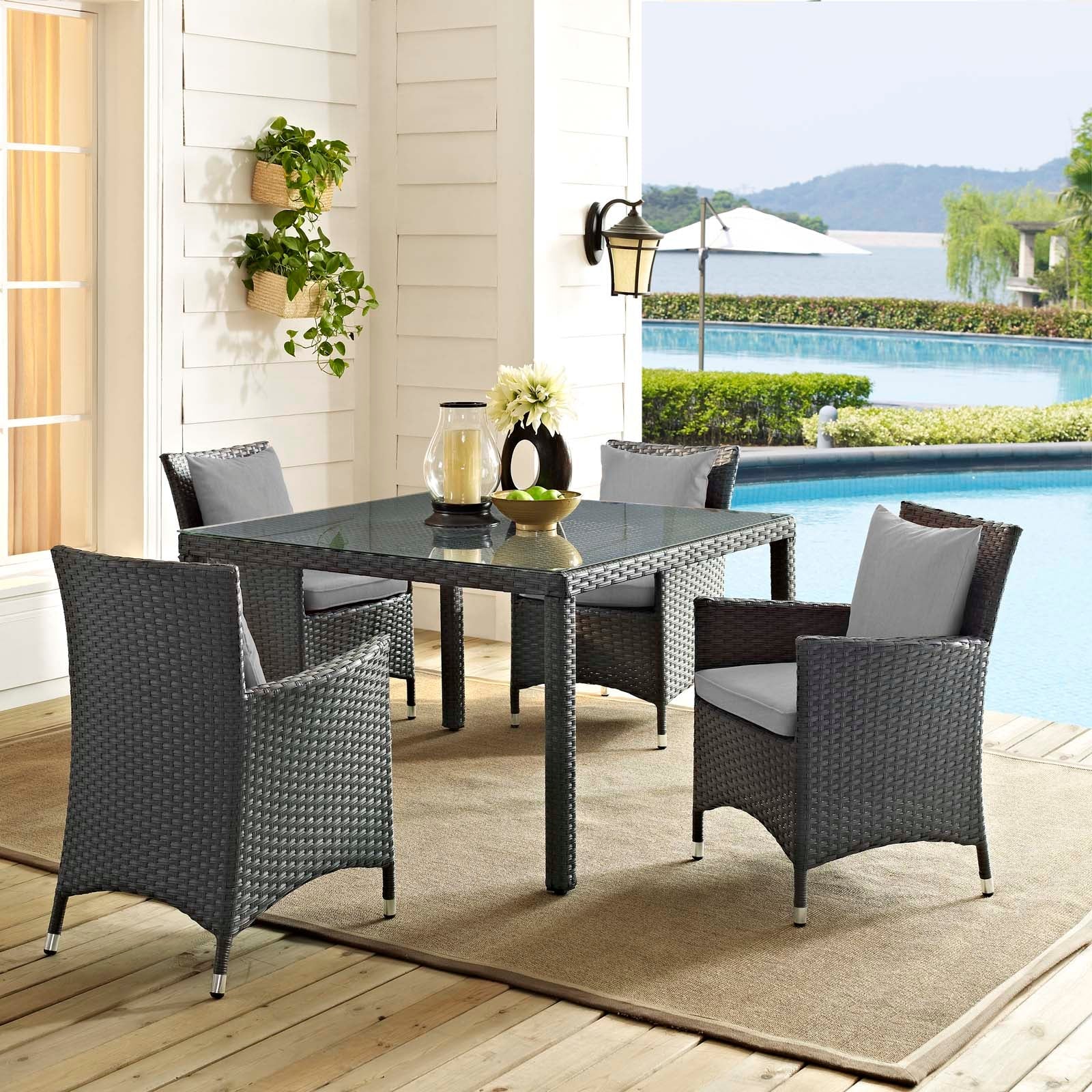 Sojourn 4 Piece Outdoor Patio Sunbrella® Dining Set by Modway