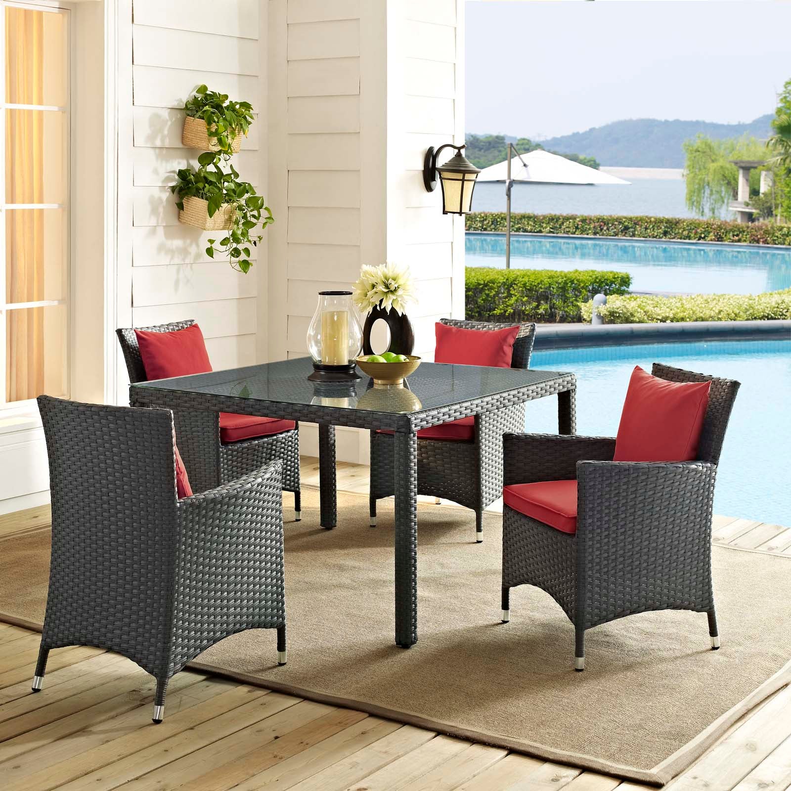 Sojourn 4 Piece Outdoor Patio Sunbrella® Dining Set by Modway