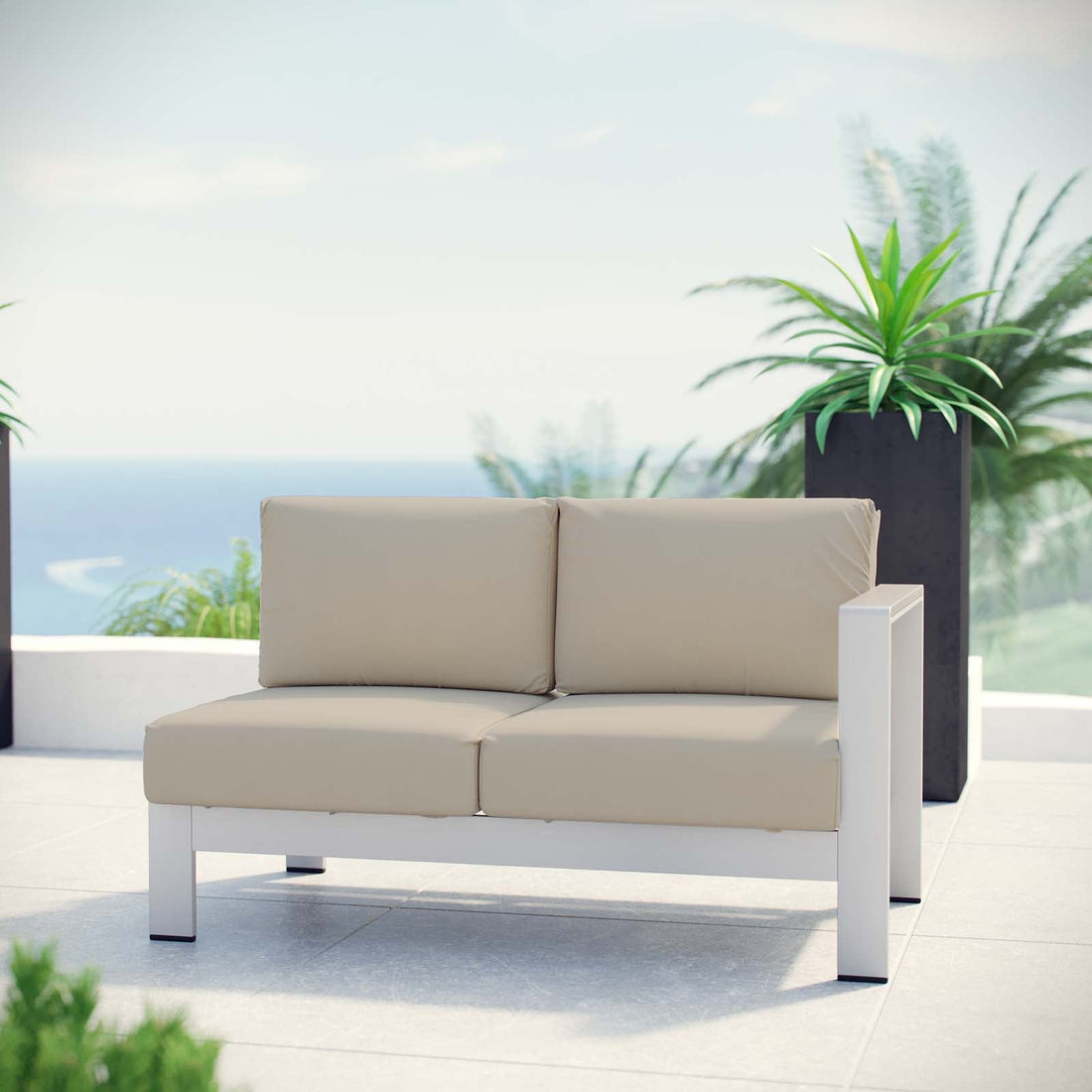 Shore Right-Arm Corner Sectional Outdoor Patio Aluminum Loveseat by Modway