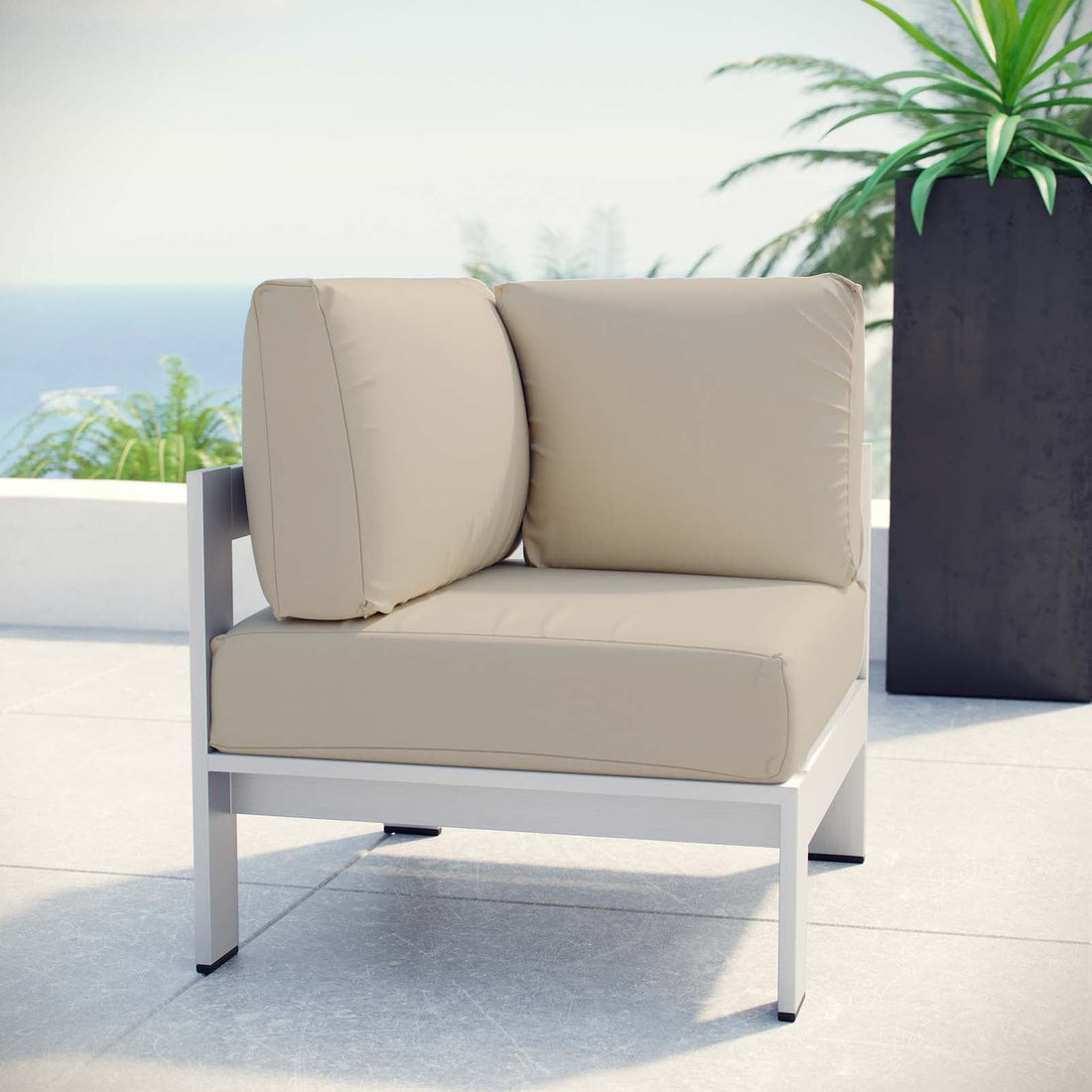 Shore Outdoor Patio Aluminum Corner Sofa by Modway
