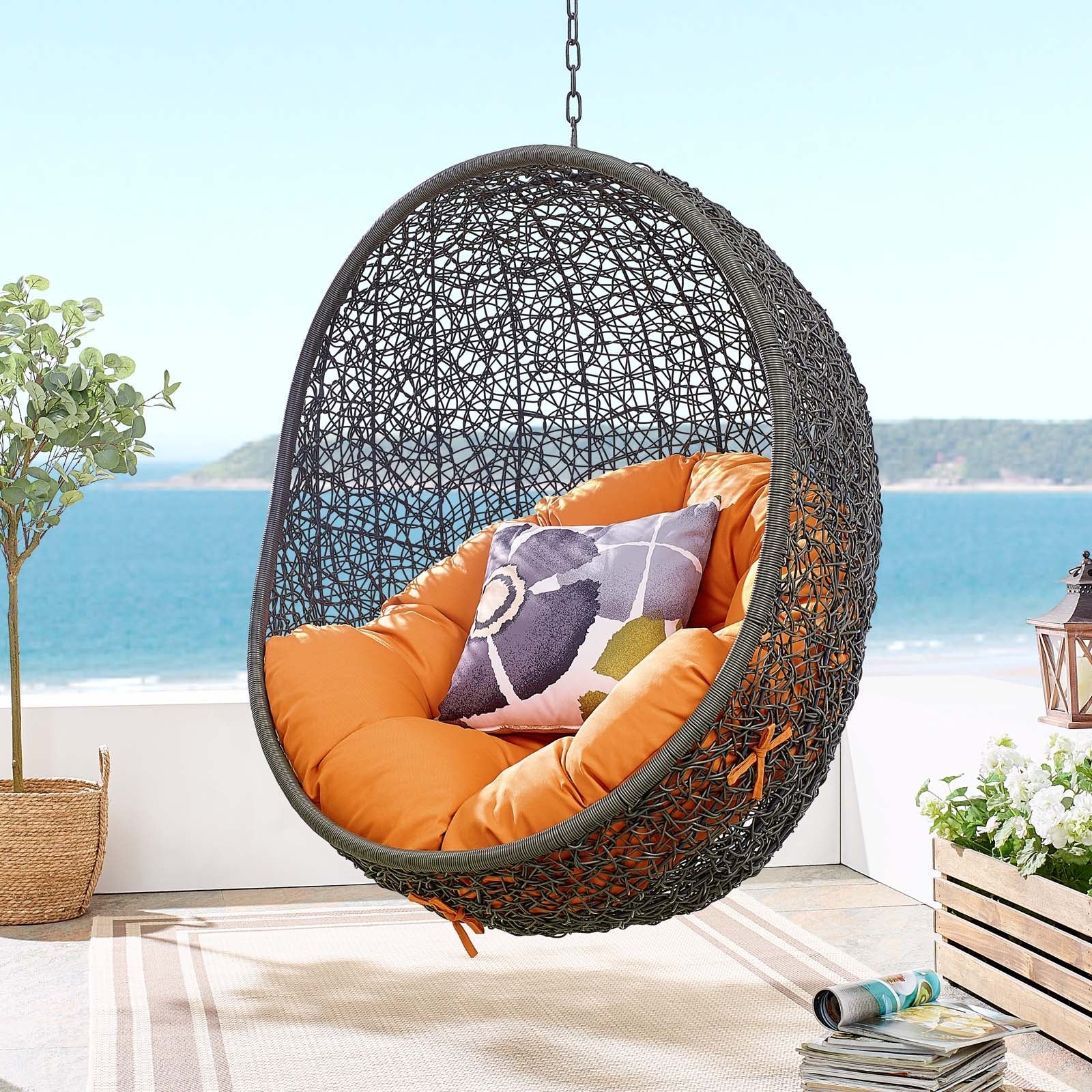 Hide Outdoor Patio Swing Chair With Stand by Modway