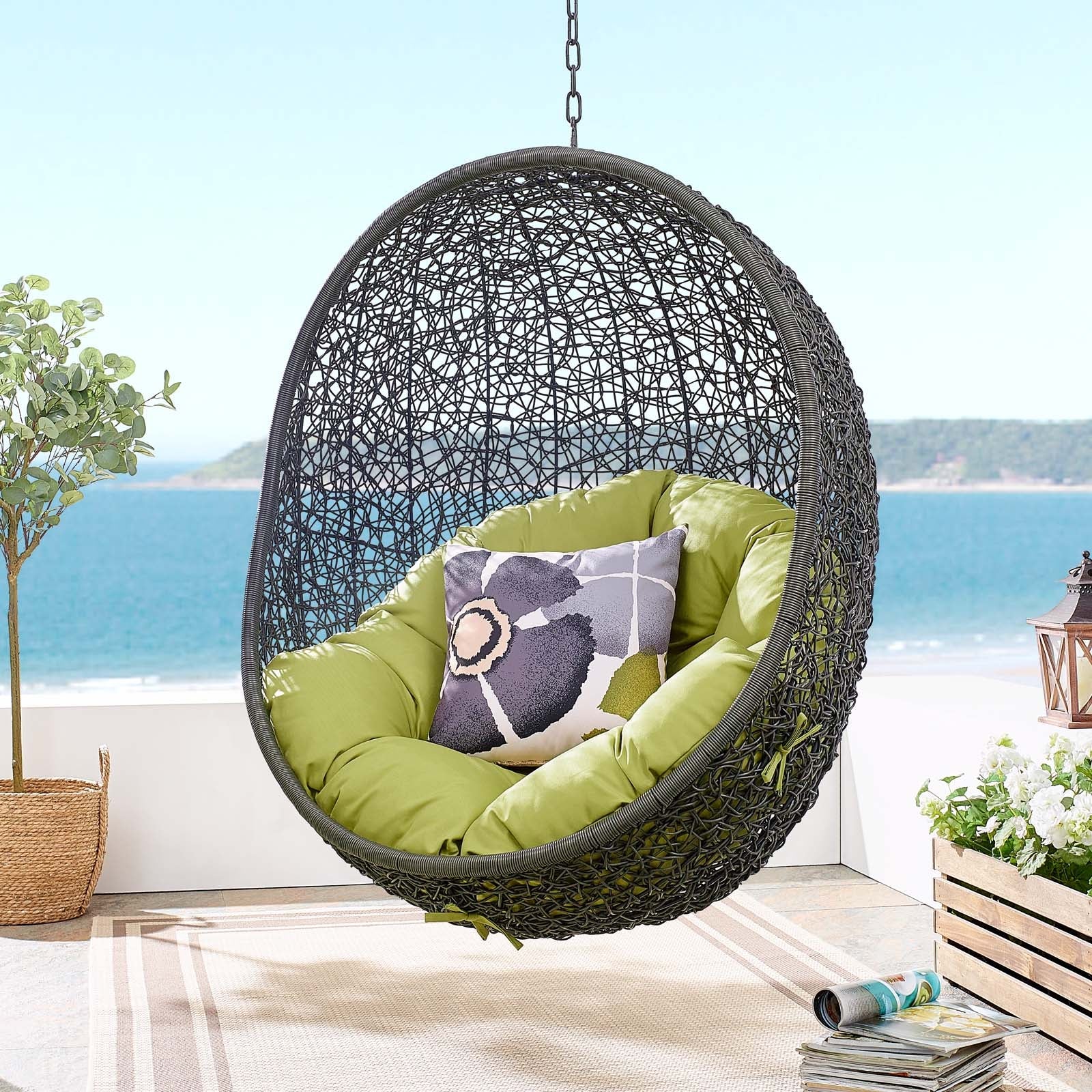 Hide Outdoor Patio Swing Chair With Stand by Modway