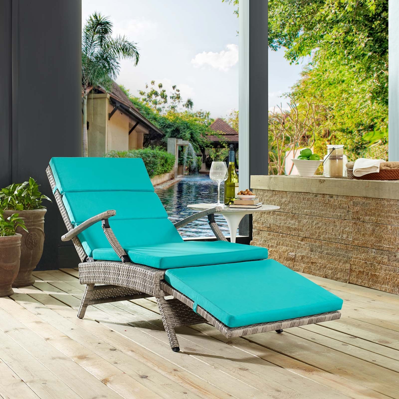 Envisage Chaise Outdoor Patio Wicker Rattan Lounge Chair by Modway