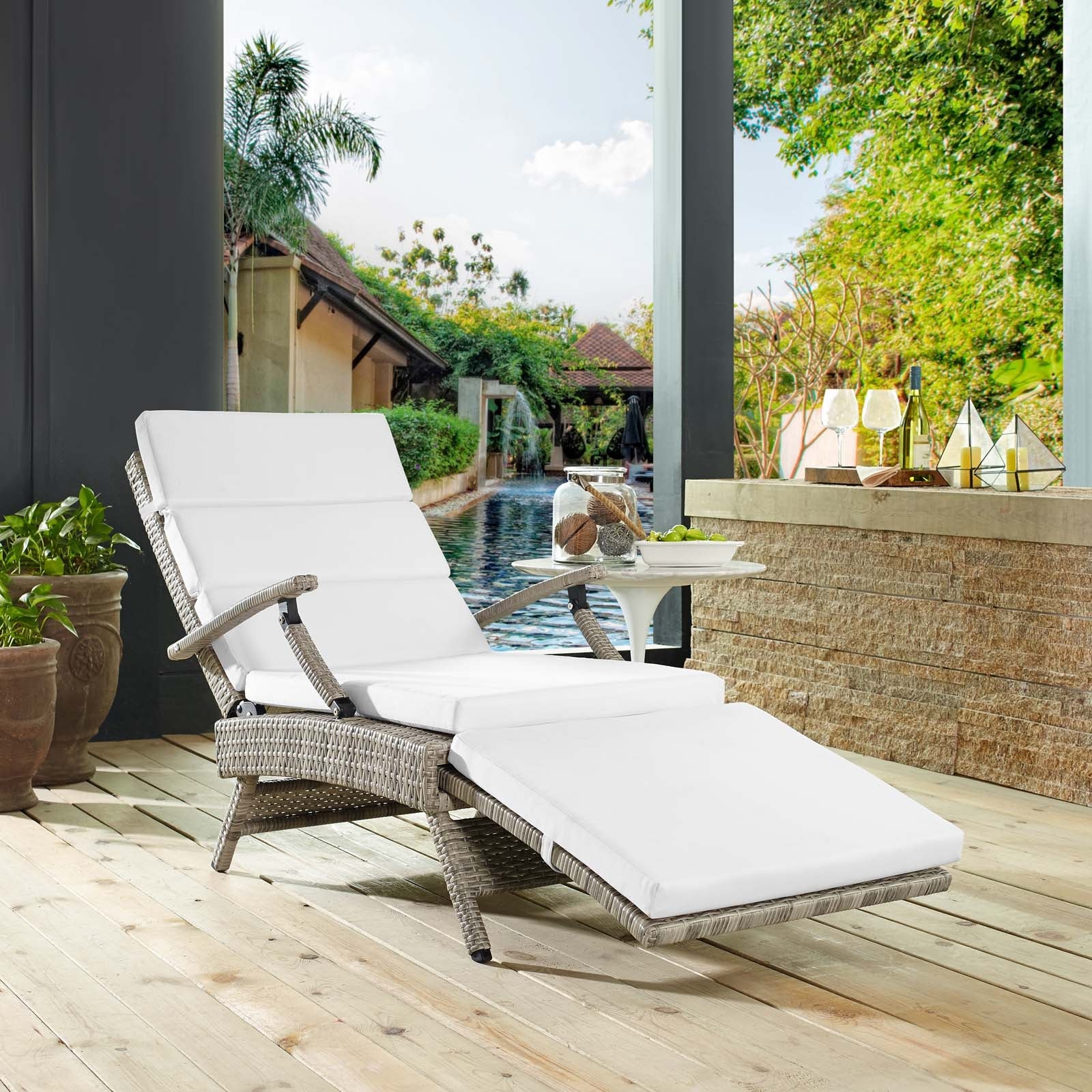Envisage Chaise Outdoor Patio Wicker Rattan Lounge Chair by Modway