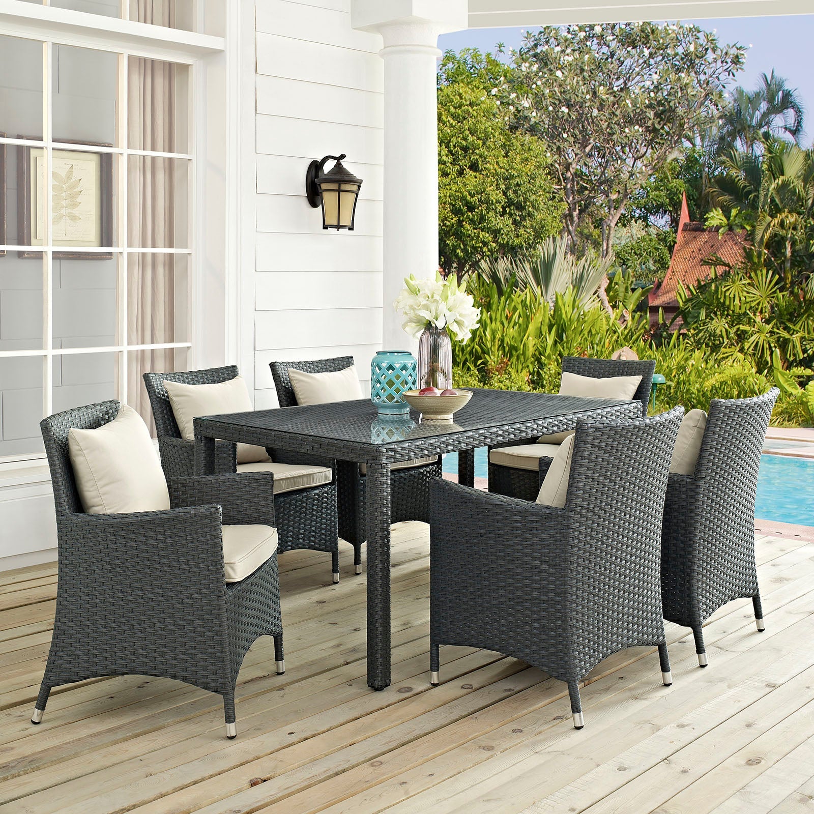 Sojourn 7 Piece Outdoor Patio Sunbrella® Dining Set by Modway