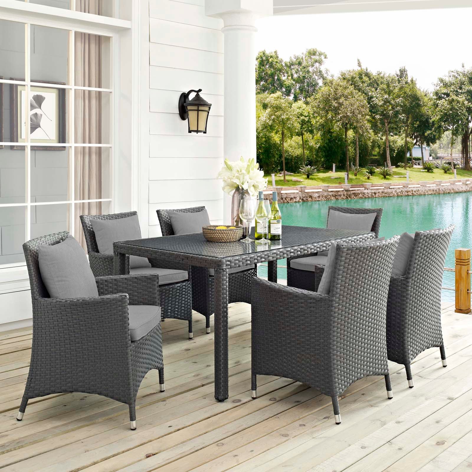 Sojourn 7 Piece Outdoor Patio Sunbrella® Dining Set by Modway