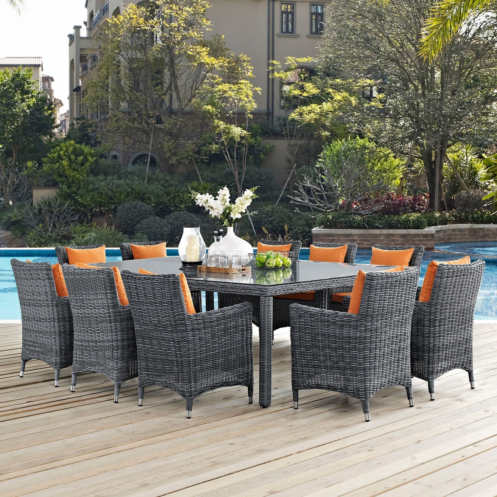Summon 11 Piece Outdoor Patio Sunbrella® Dining Set by Modway