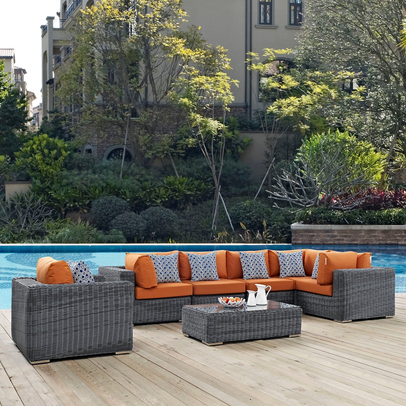 Summon 7 Piece Outdoor Patio Sunbrella® Sectional Set by Modway