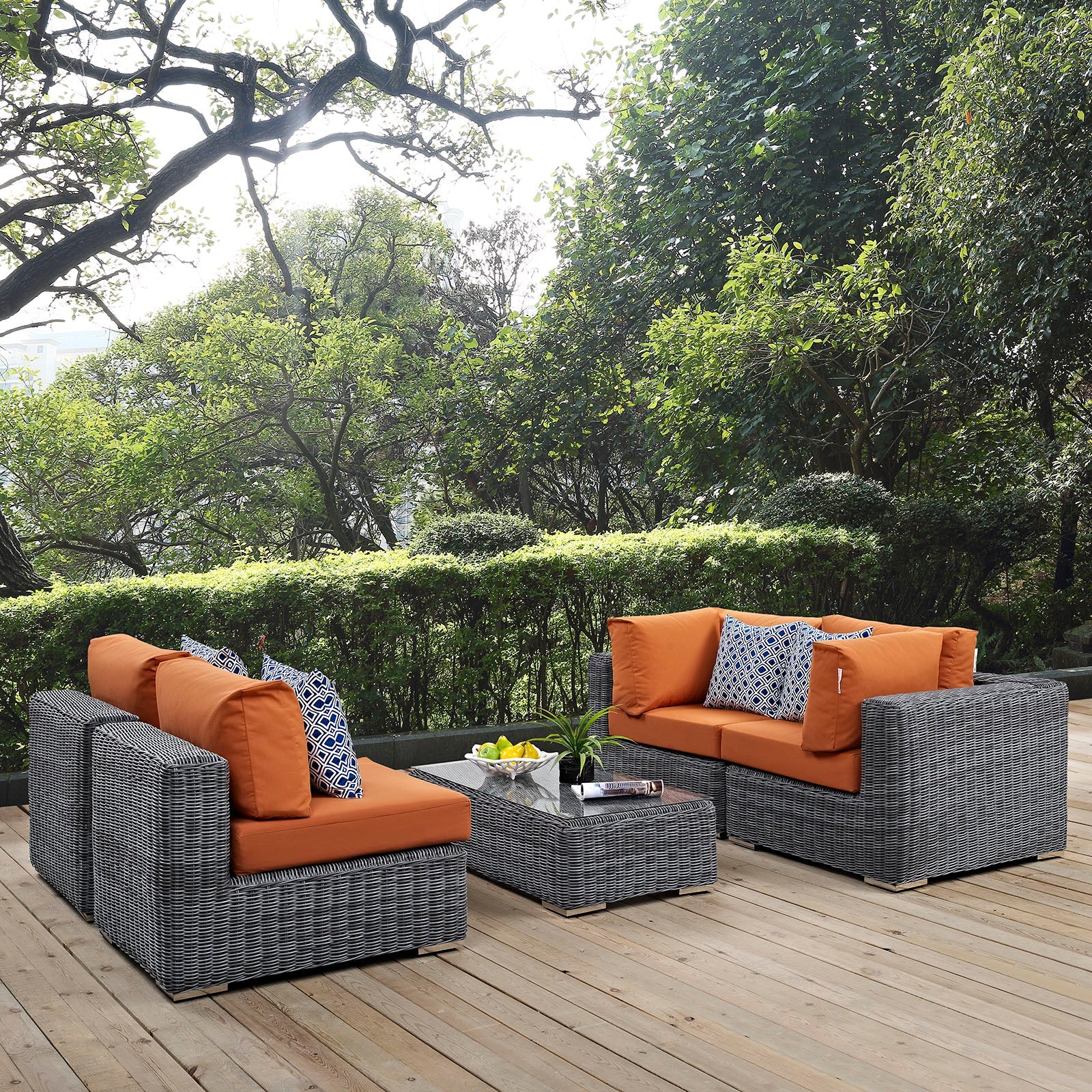 Summon 5 Piece Outdoor Patio Sunbrella® Sectional Set by Modway