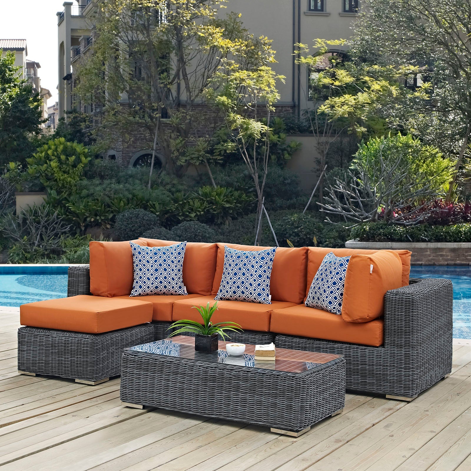 Summon 5 Piece Outdoor Patio Sunbrella® Sectional Set by Modway