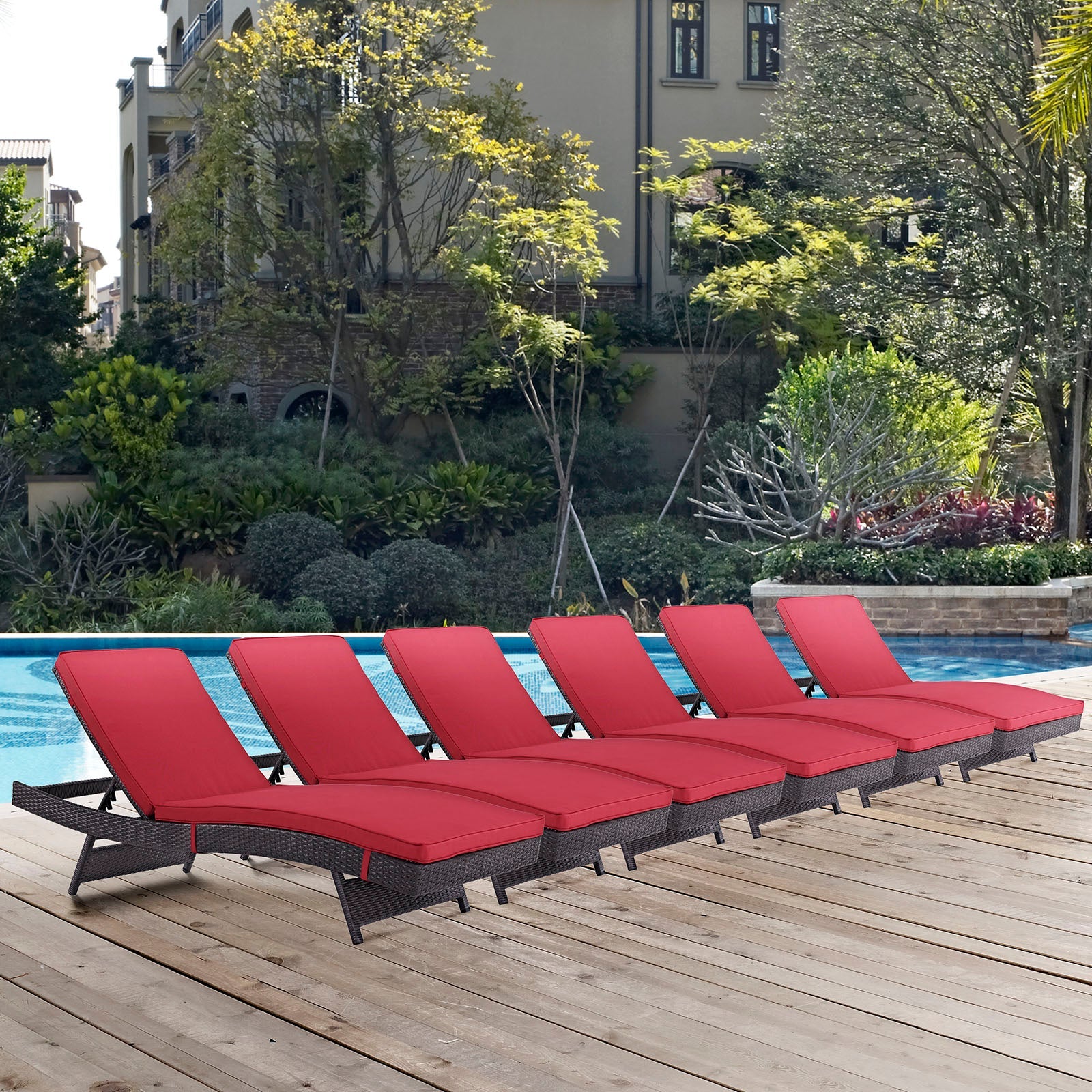 Convene Chaise Outdoor Patio Set of 6 by Modway