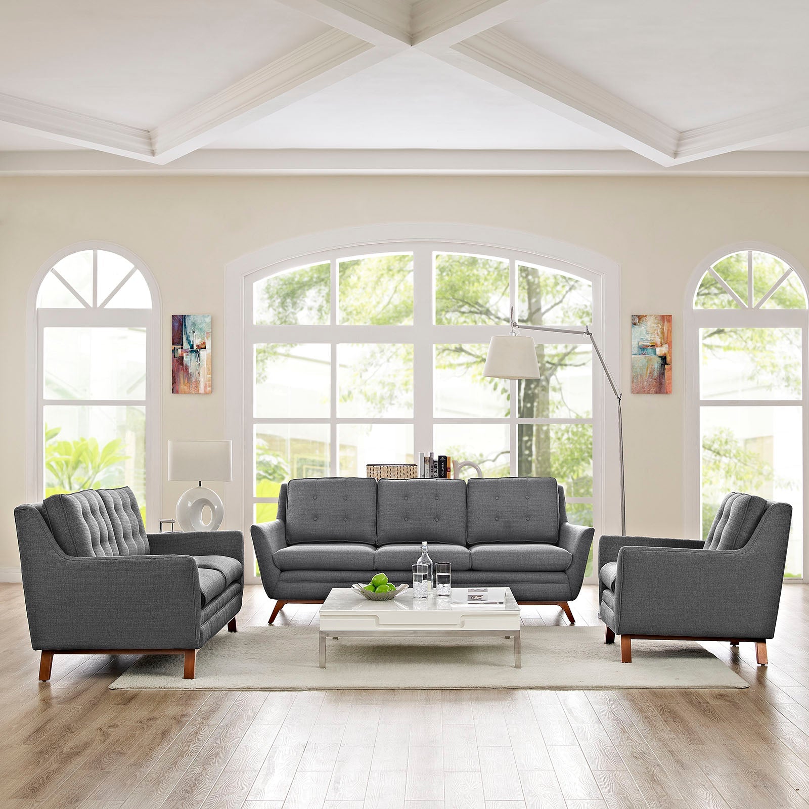 Beguile Living Room Set Upholstered Fabric Set of 3 by Modway
