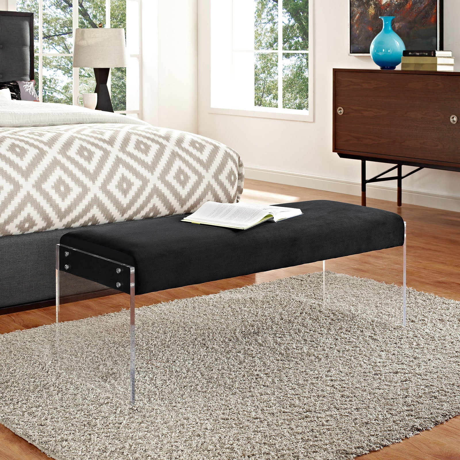 Roam Performance Velvet Bench by Modway
