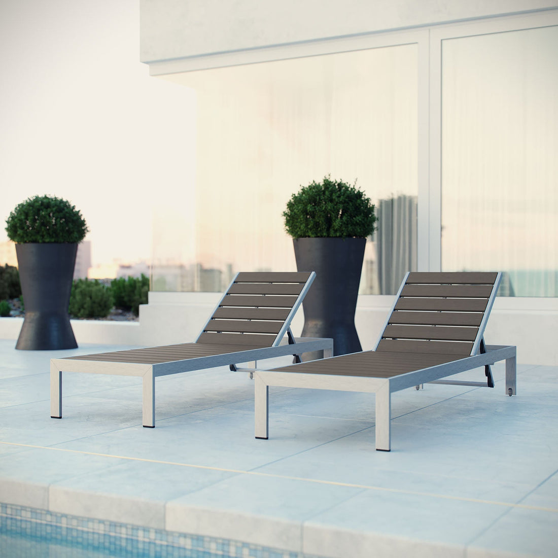 Shore Chaise Outdoor Patio Aluminum Set of 2 by Modway