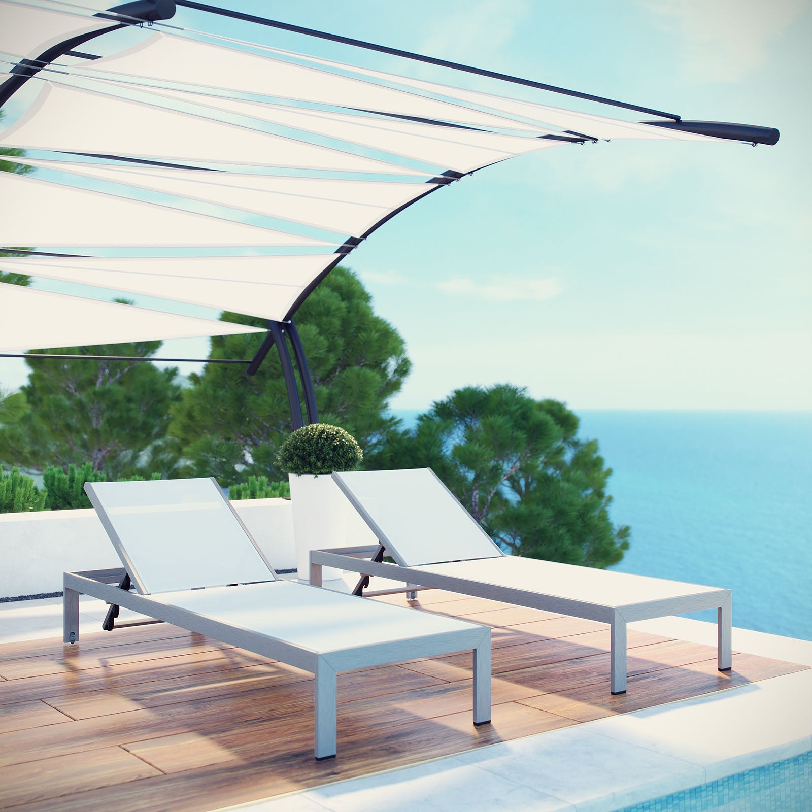 Shore Chaise Outdoor Patio Aluminum Set of 2 by Modway