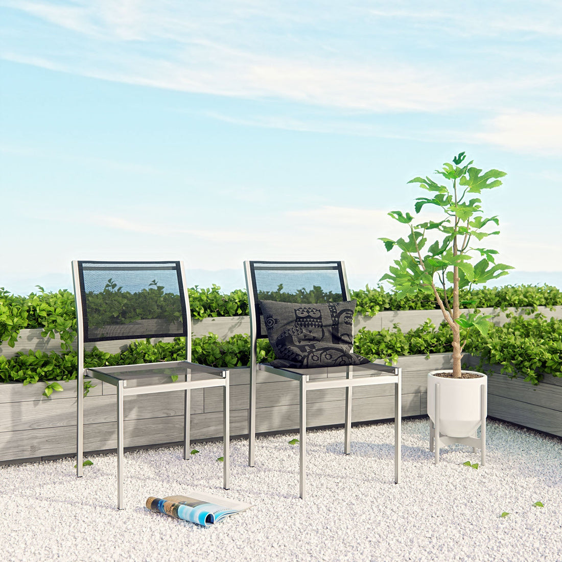 Shore Side Chair Outdoor Patio Aluminum Set of 2 by Modway