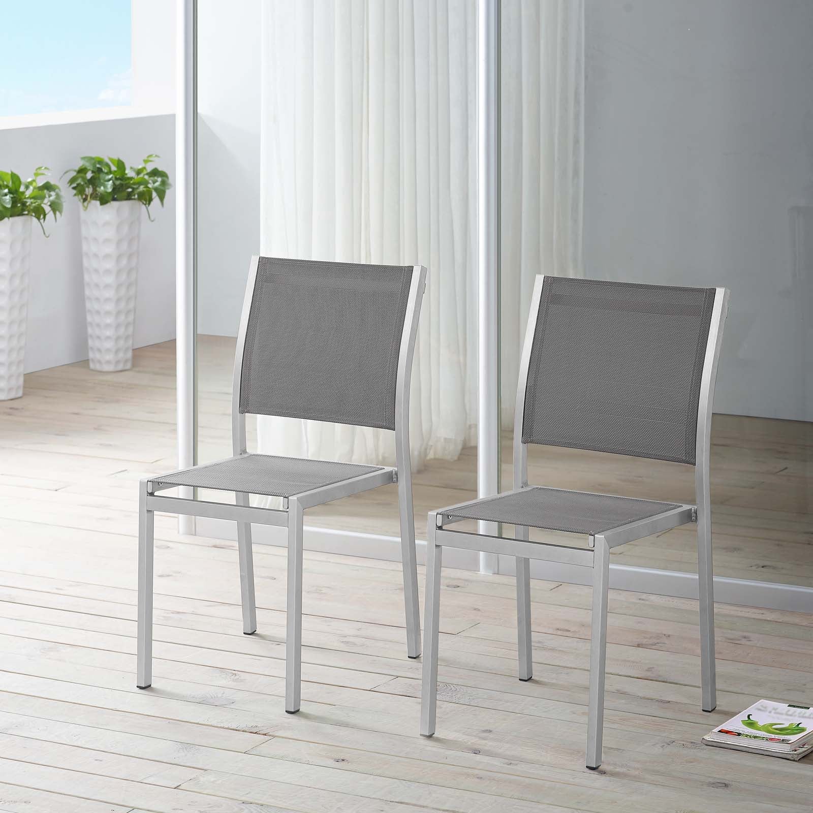 Shore Side Chair Outdoor Patio Aluminum Set of 2 by Modway