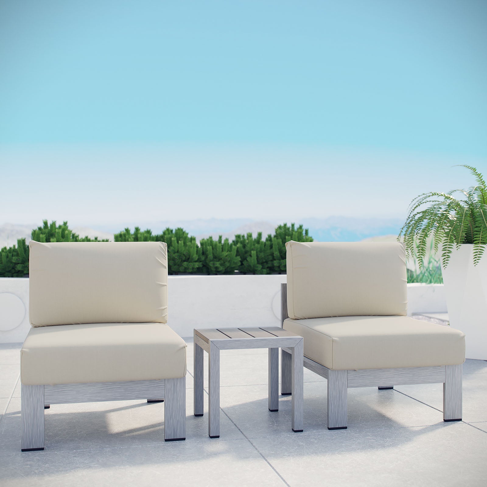 Shore 3 Piece Outdoor Patio Aluminum Sectional Sofa Set by Modway