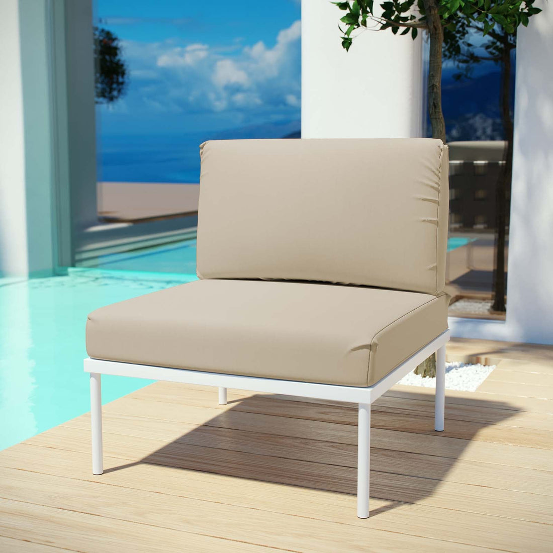 Harmony Armless Outdoor Patio Aluminum Chair by Modway