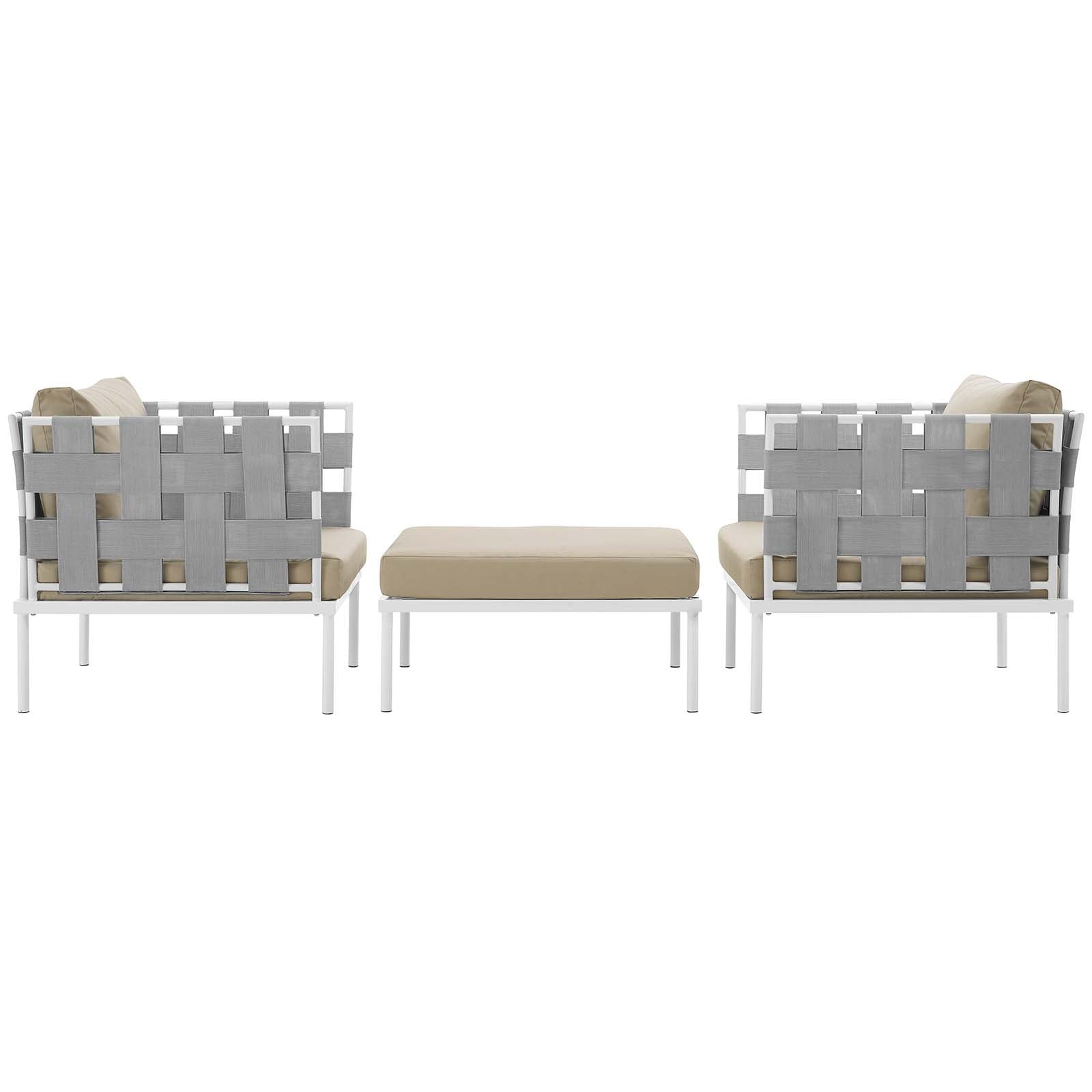 Harmony 3 Piece Outdoor Patio Aluminum Sectional Sofa Set by Modway