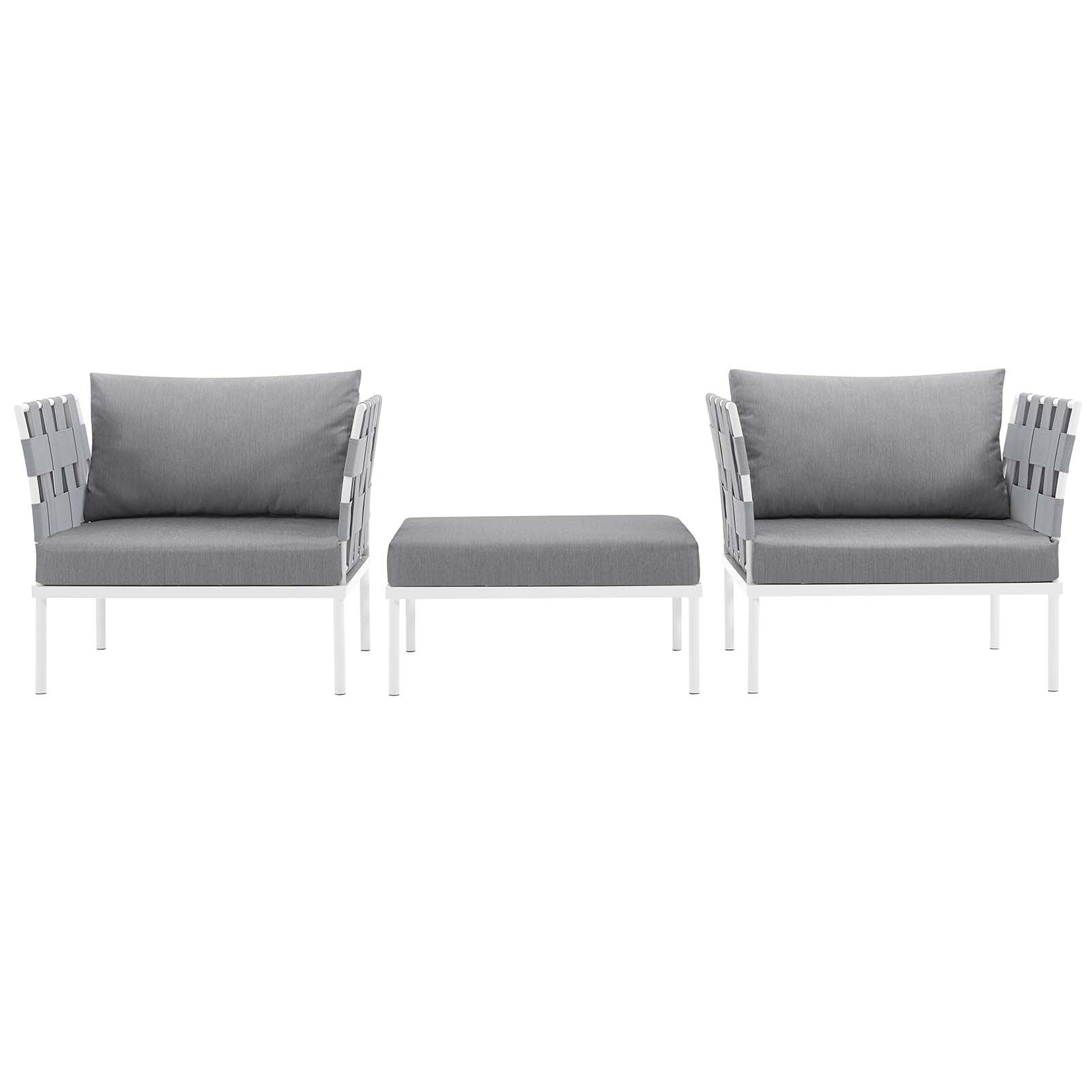 Harmony 3 Piece Outdoor Patio Aluminum Sectional Sofa Set by Modway